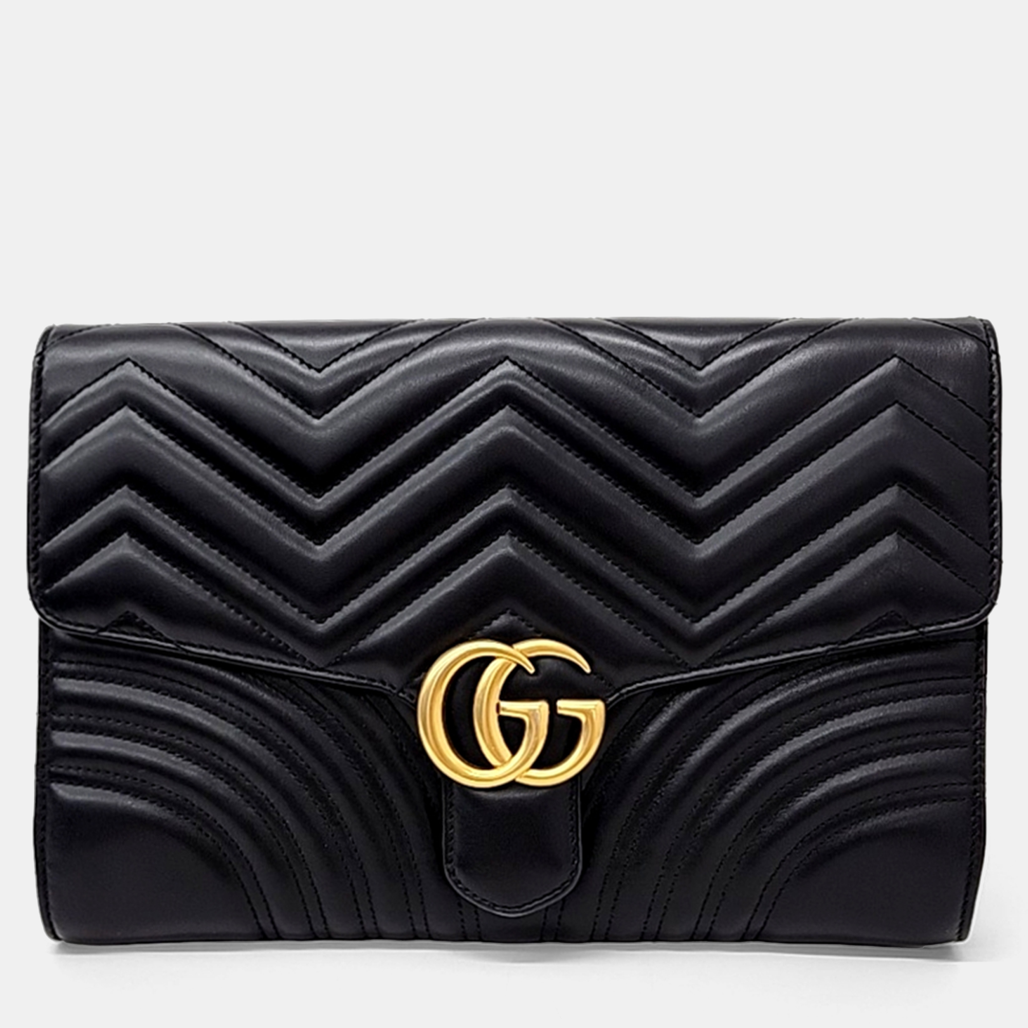 

Gucci Black Leather Marmont Clutch