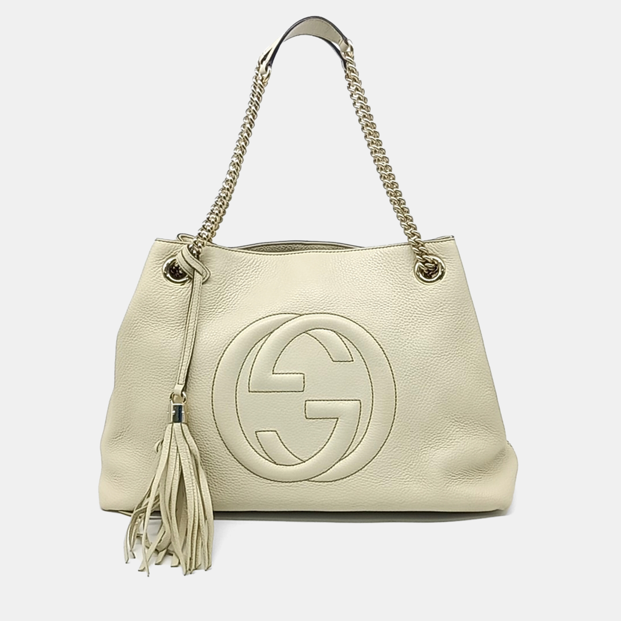 

Gucci Beige Leather Tassel Chain Shoulder Bag