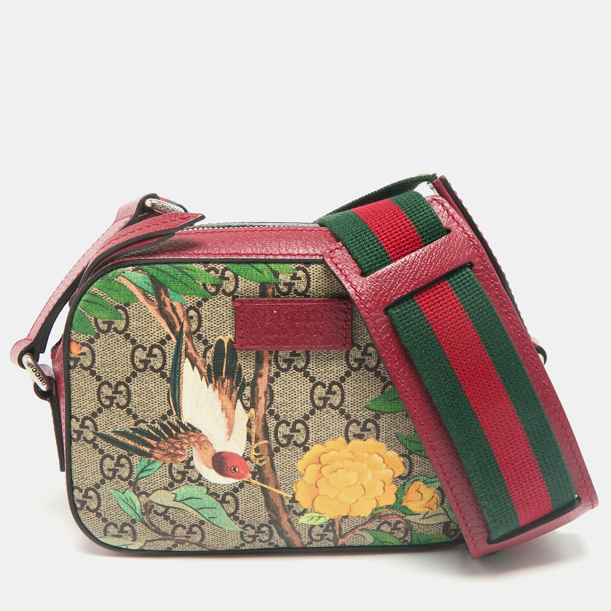 

Gucci Red/Beige GG Supreme Canvas and Leather Tian Camera Crossbody Bag