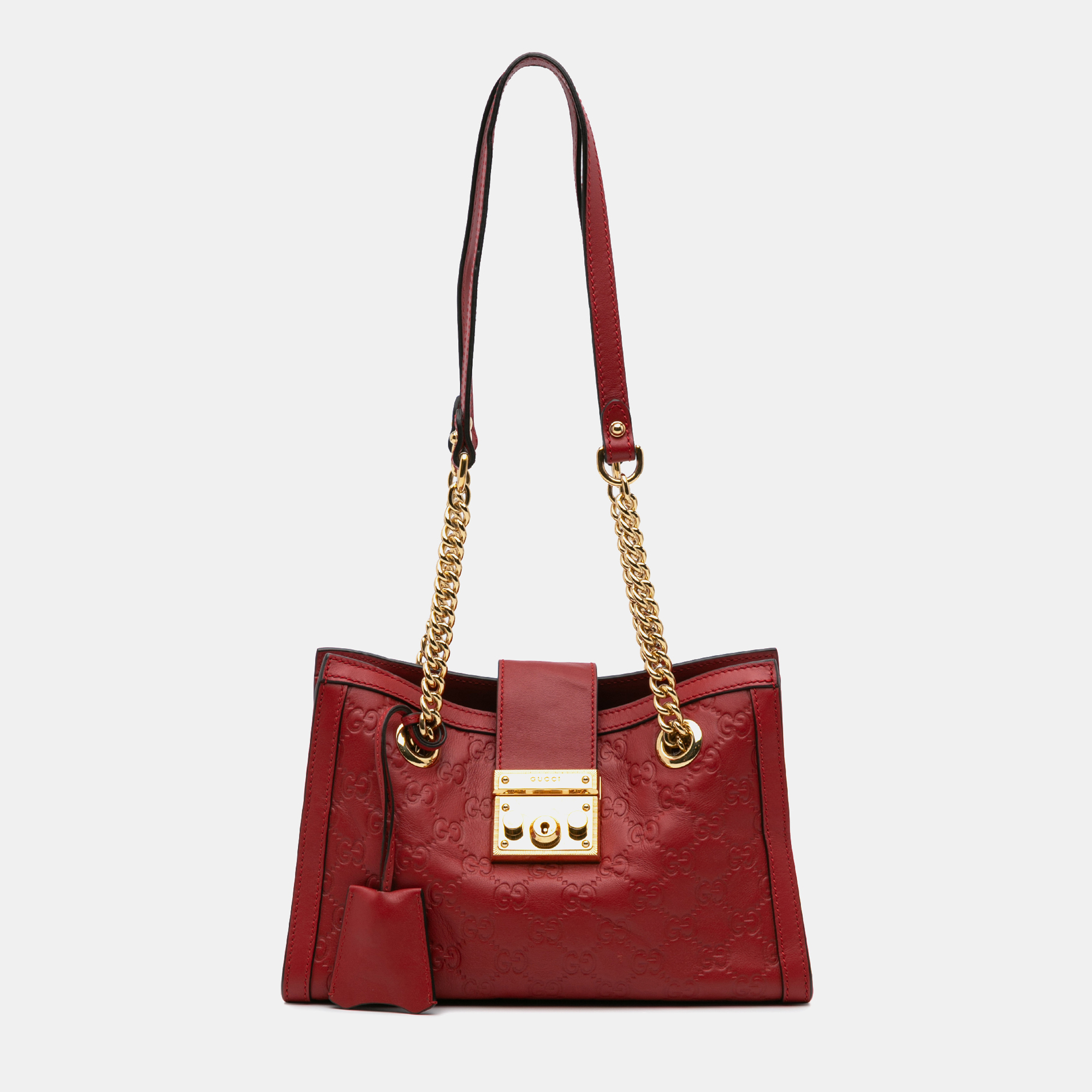 

Gucci Red Small Guccissima Padlock Tote