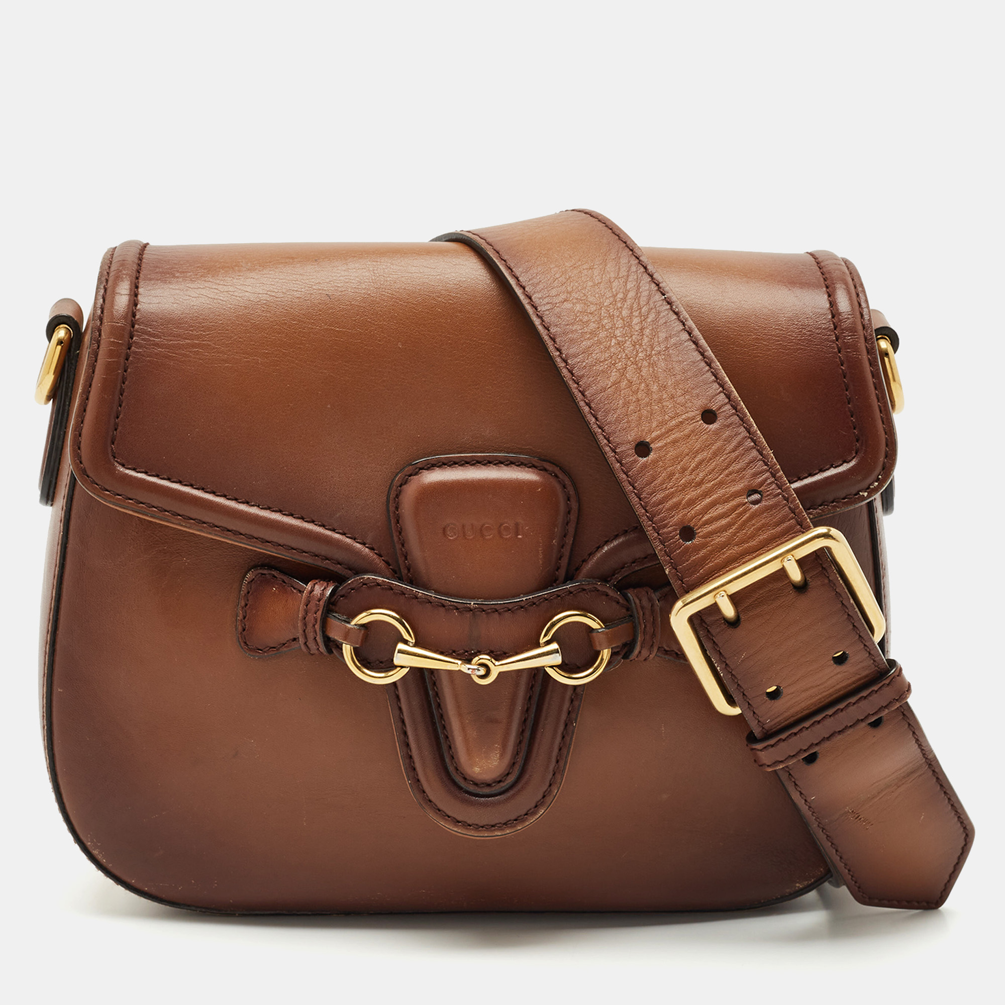 

Gucci Brown Ombre Leather  Lady Web Shoulder Bag