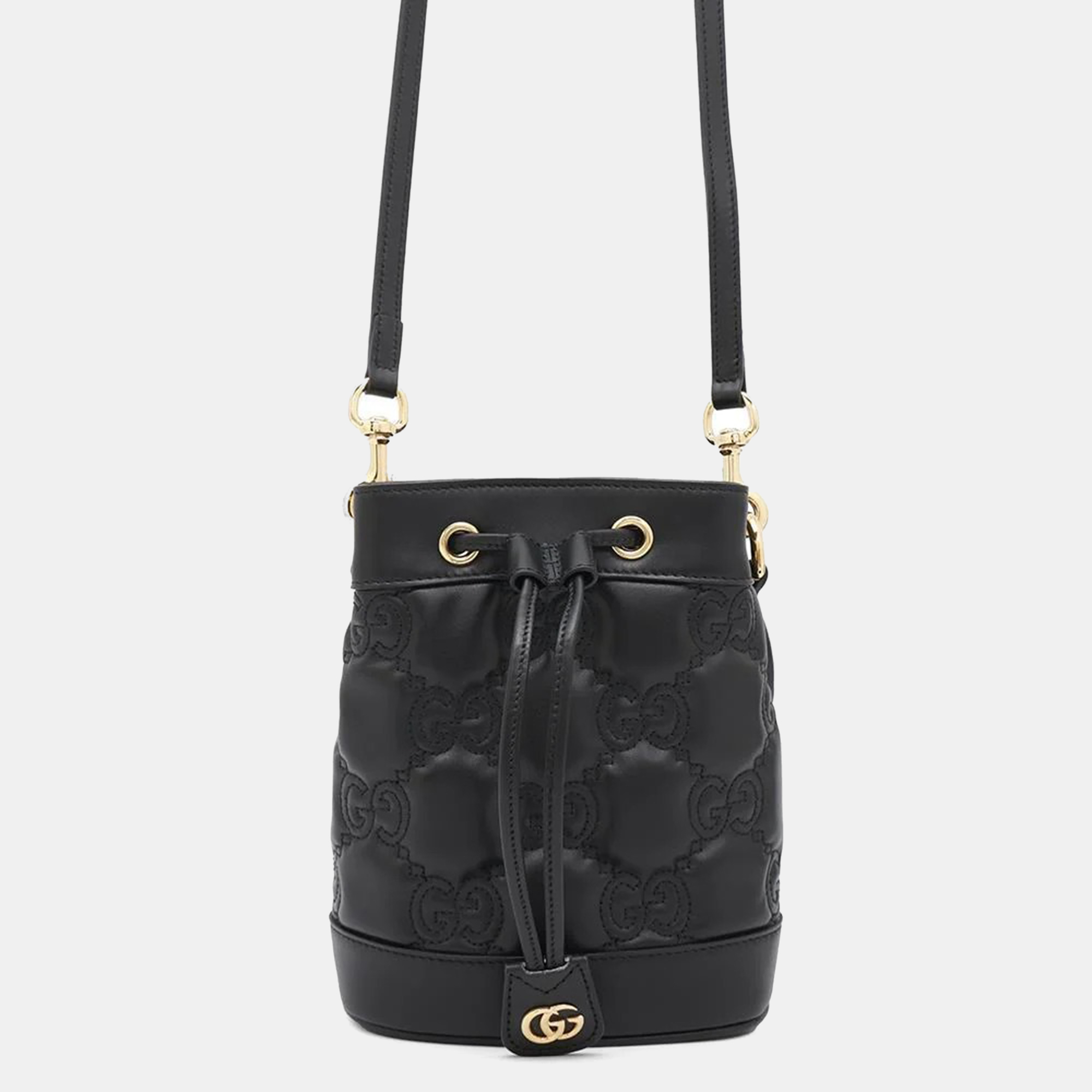 

Gucci Black Leather GG Matelasse Bucket Bag