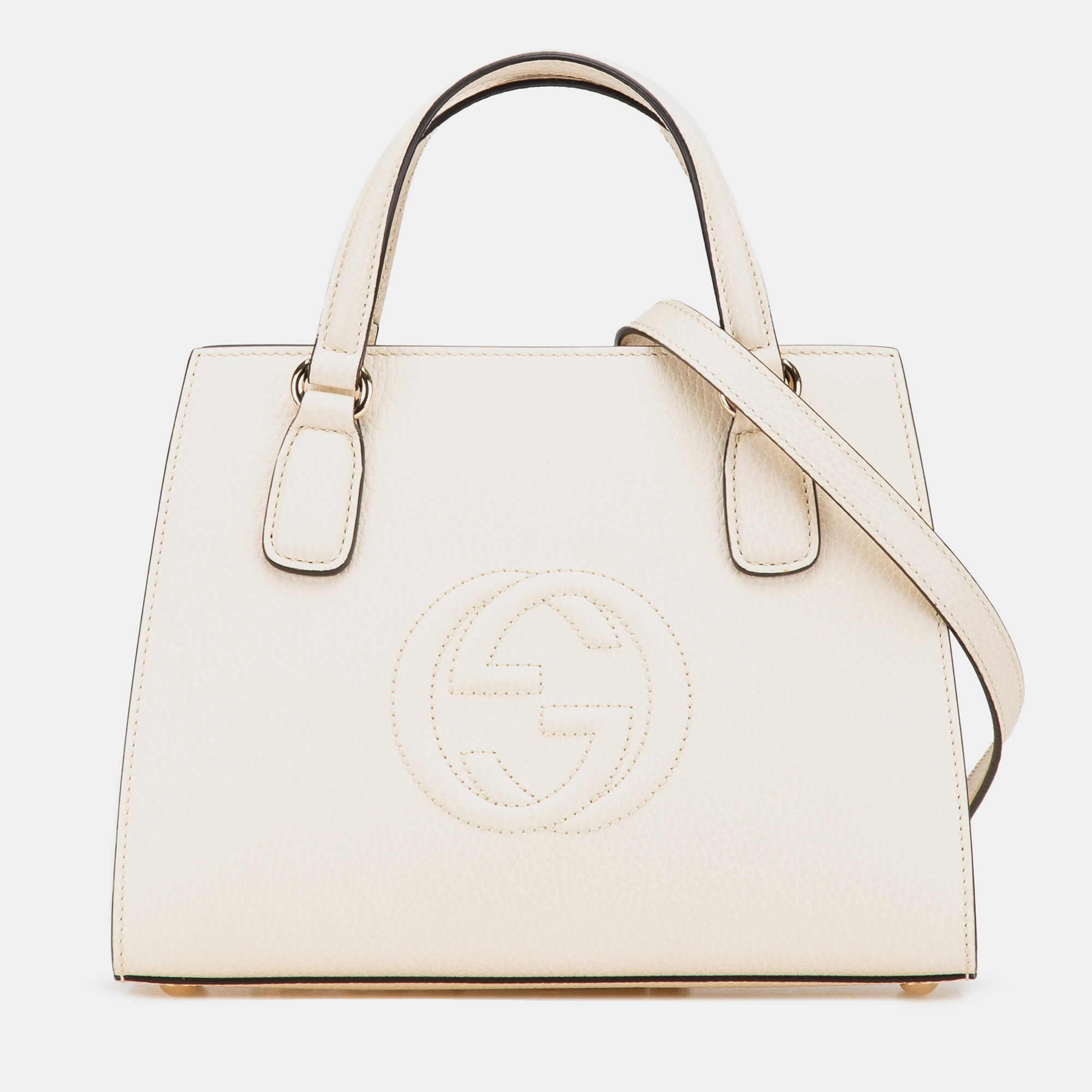 

Gucci White Medium Dollar Calf Soho Top Handle Convertible Tote