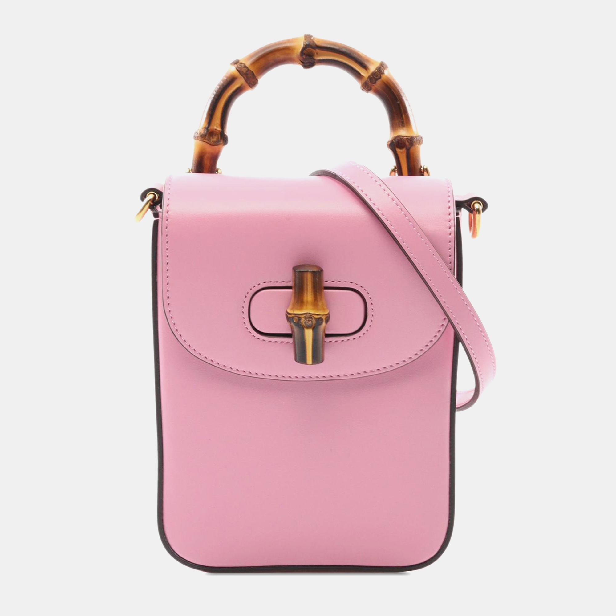

Gucci Pink Mini Calfskin Bamboo Top Handle Bag