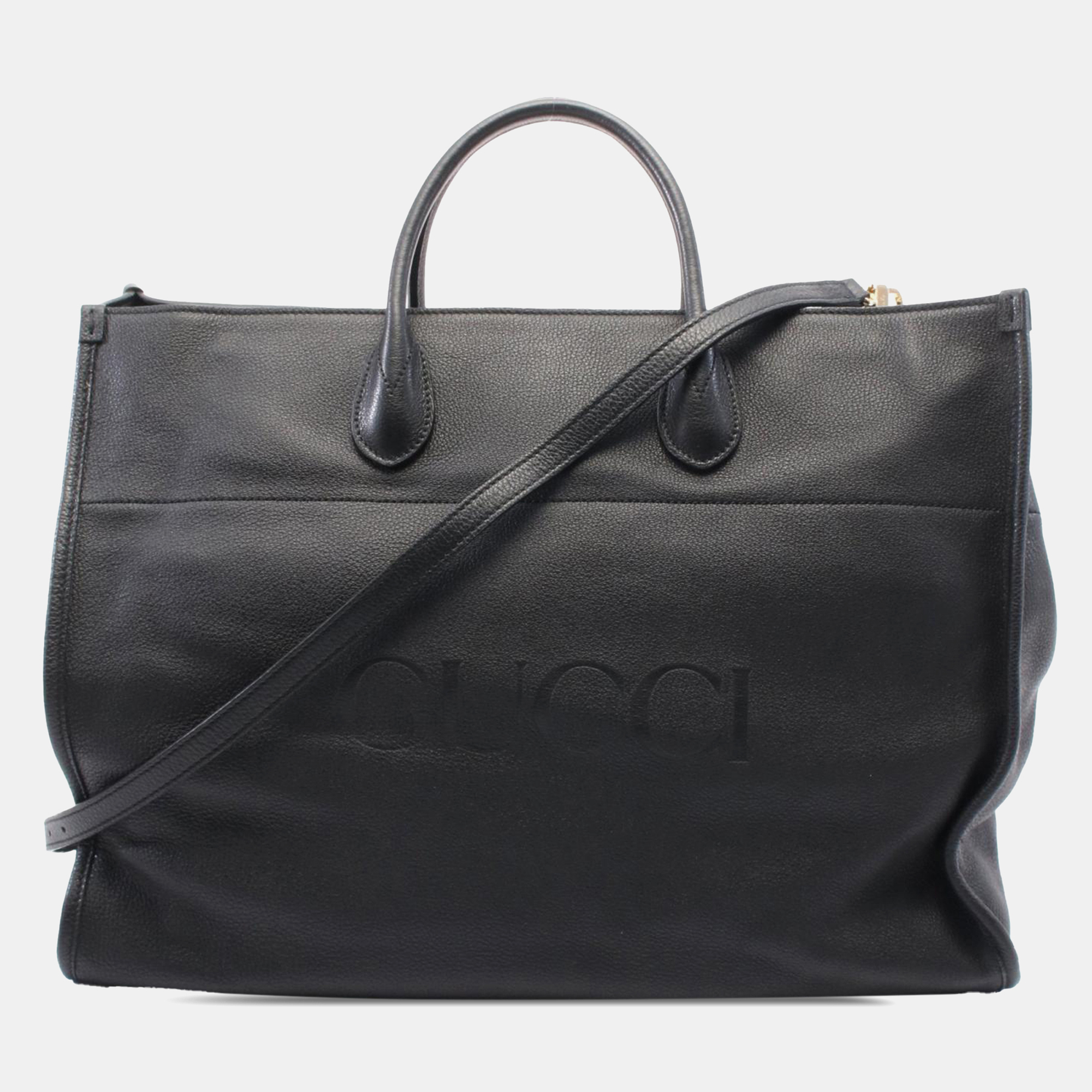 

Gucci Black Large Leather Logo Convertible Satchel