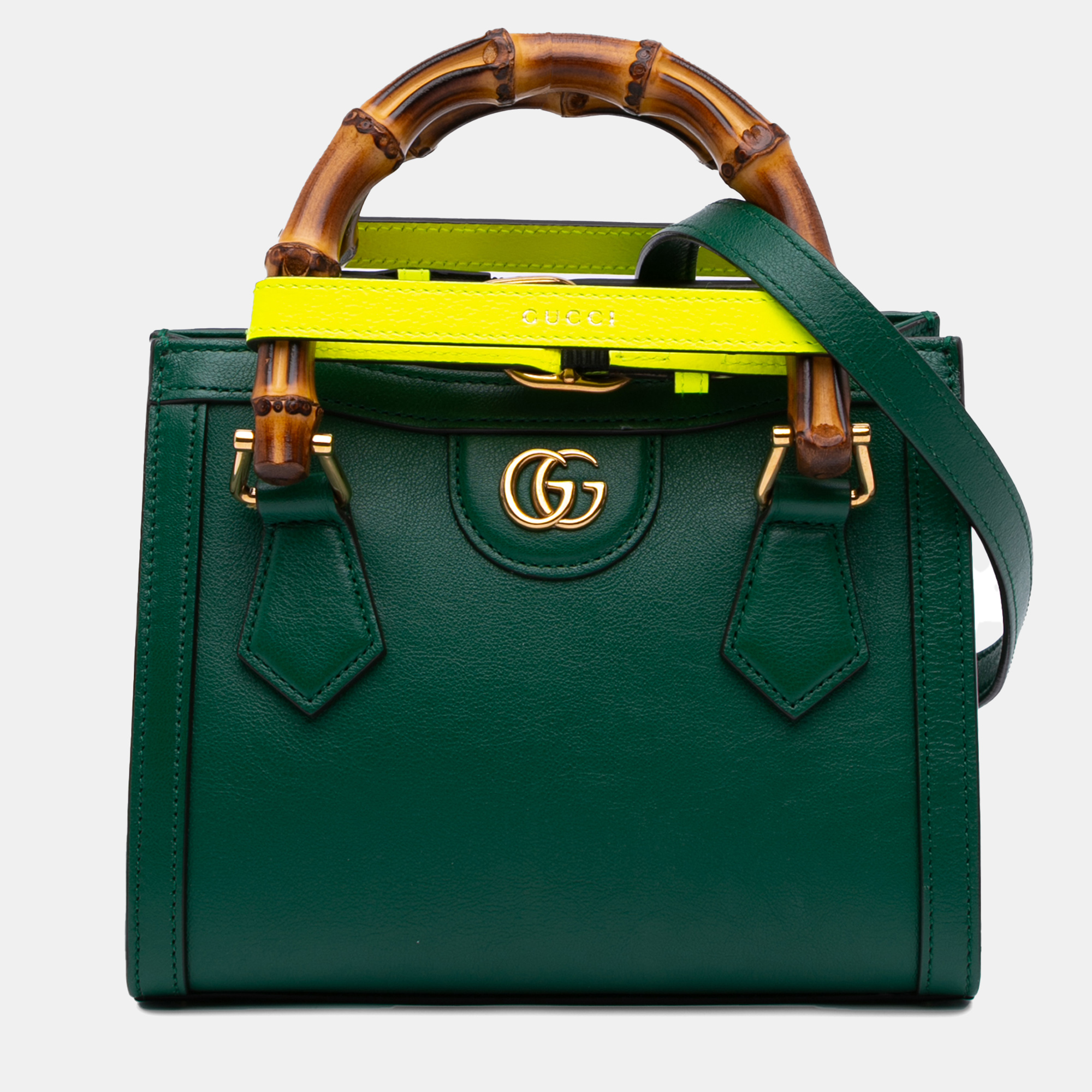 

Gucci Green Mini Calfskin Bamboo Diana Satchel