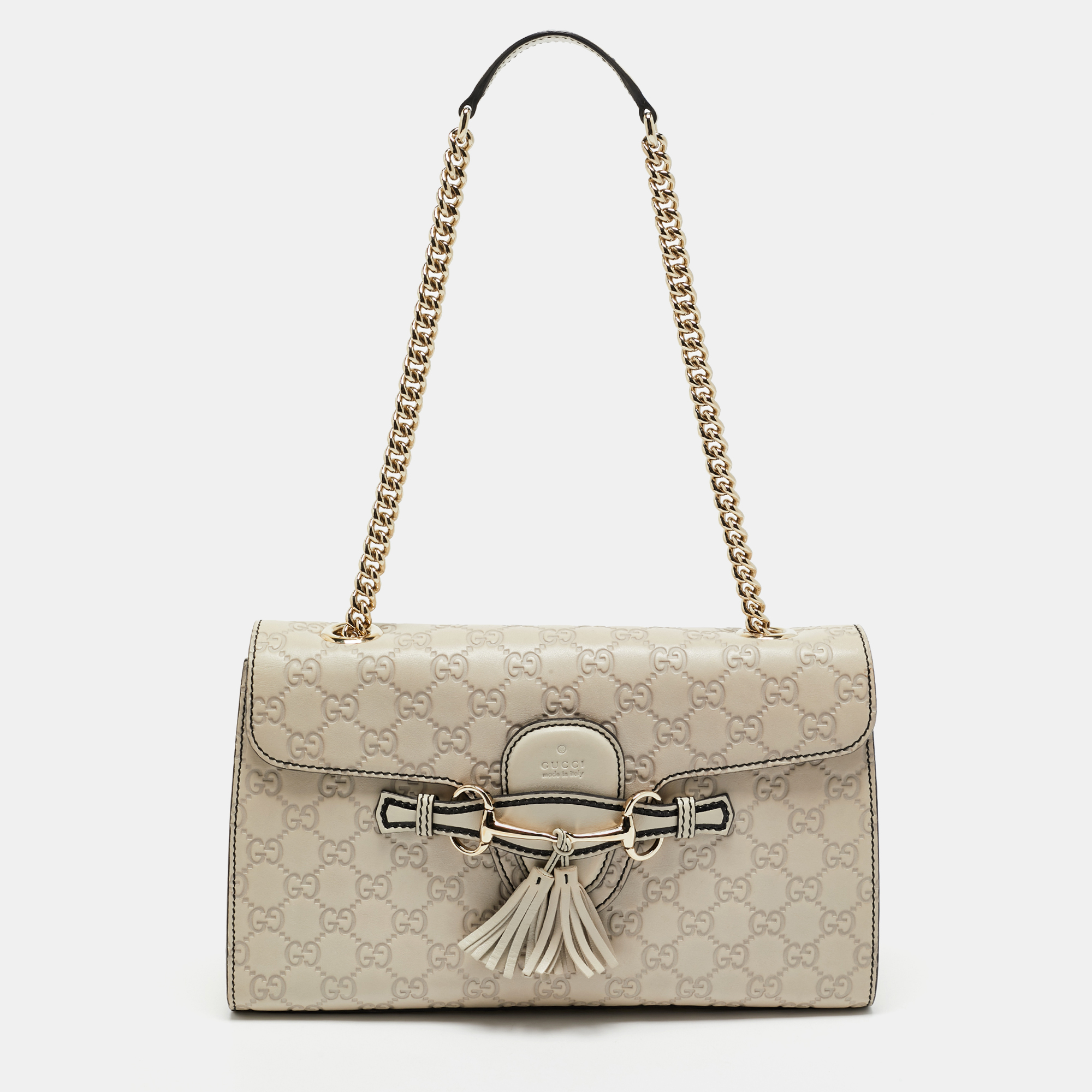 

Gucci Off White Guccissima Leather  Emily Chain Shoulder Bag