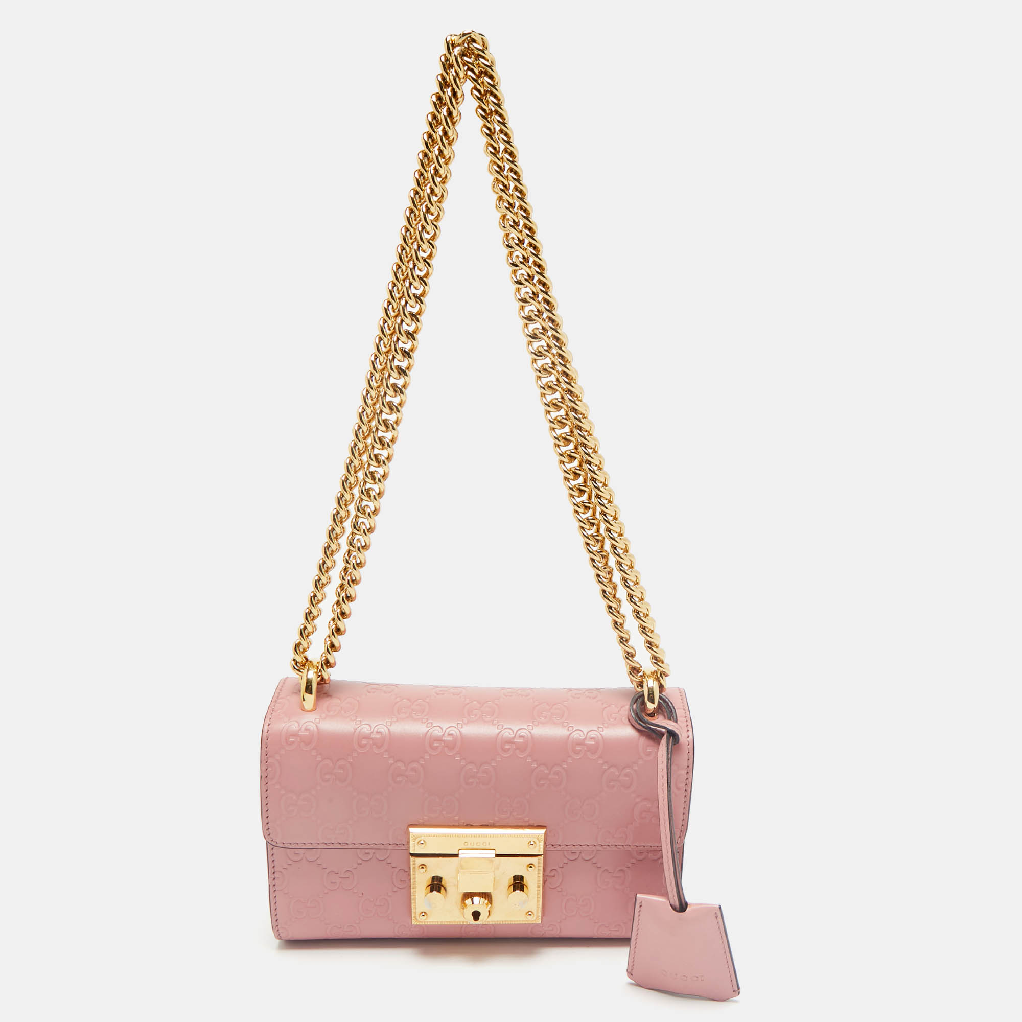 

Gucci Pink Guccissima Leather  Padlock Shoulder Bag