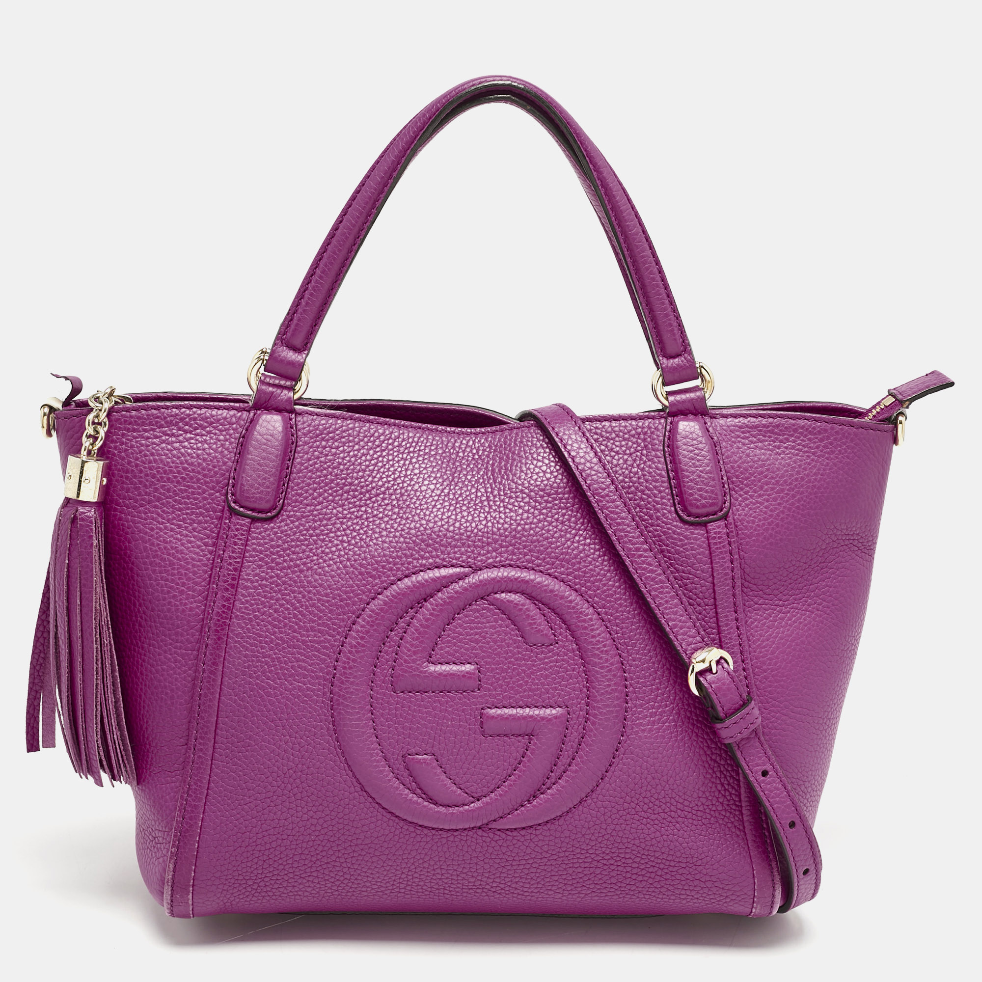 

Gucci Fuchsia Pebbled Leather Soho Working Tote, Pink
