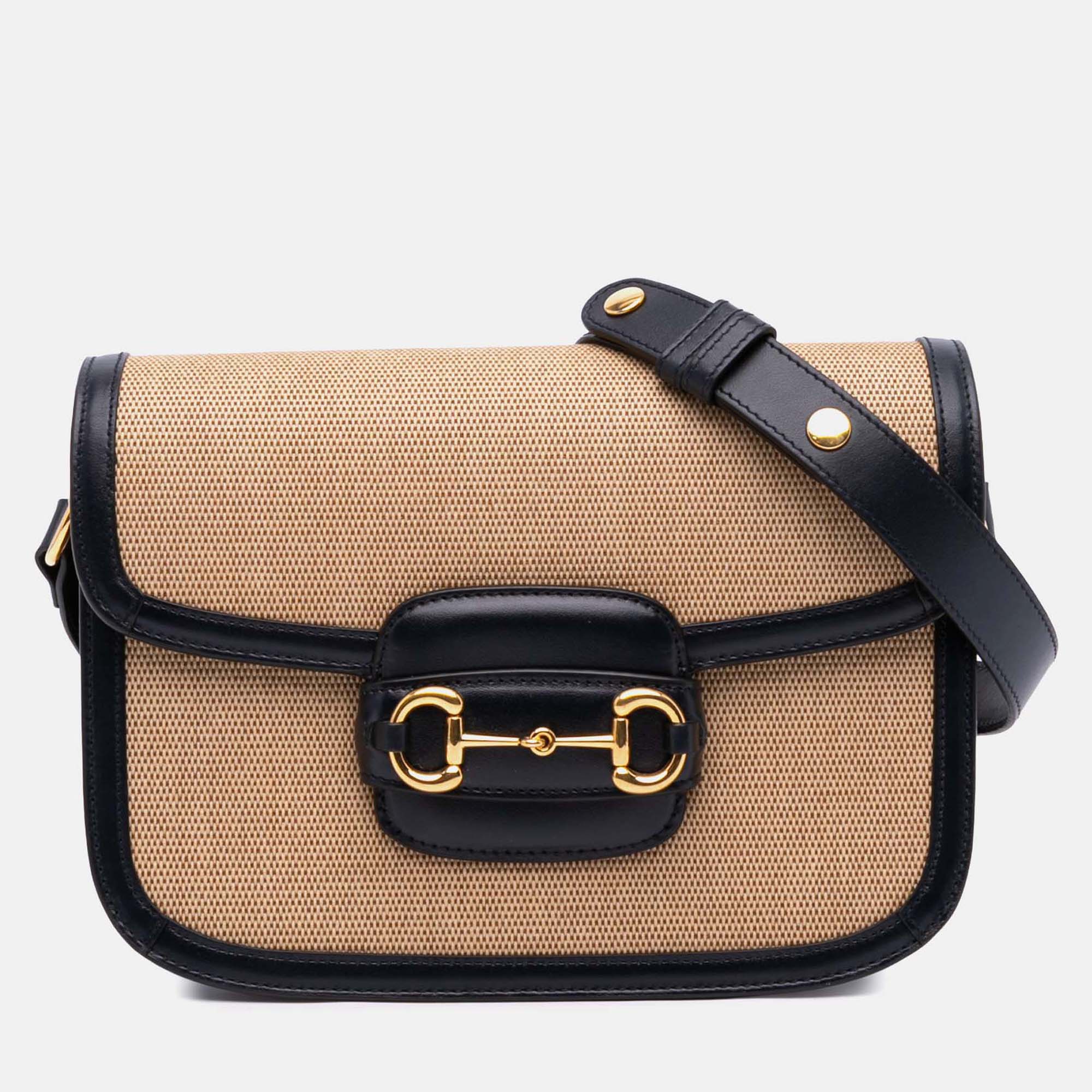 

Gucci Brown Small Canvas Horsebit 1955 Shoulder Bag