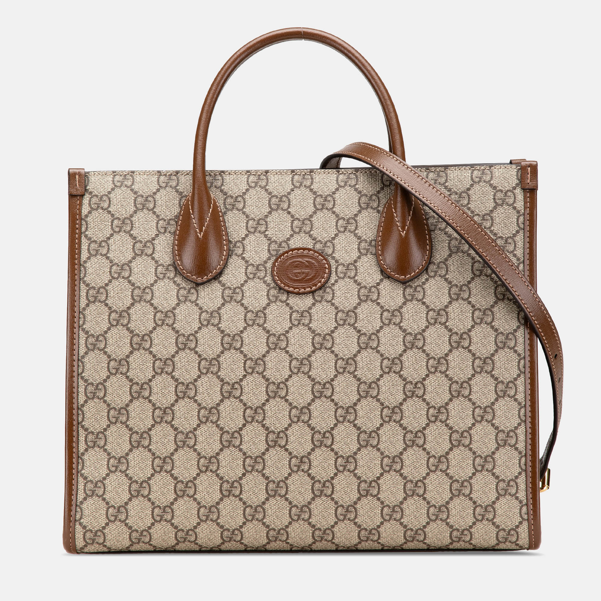 

Gucci Beige Brown Small GG Supreme Interlocking G Tote