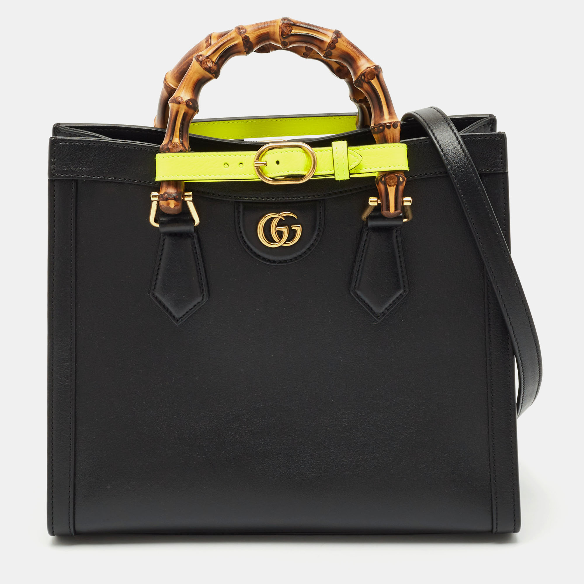 

Gucci Black Leather Small Bamboo Diana Tote