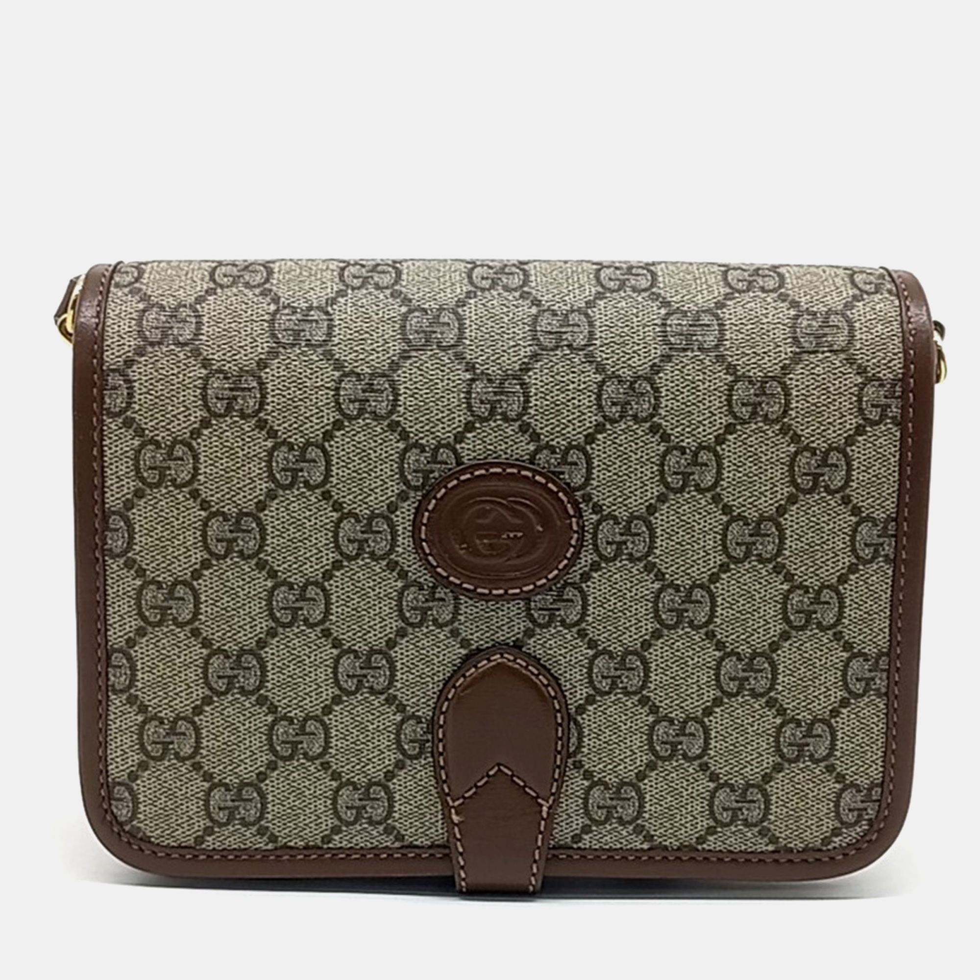 

Gucci Beige Brown Leather and PVC Interlocking G Mini Shoulder Bag