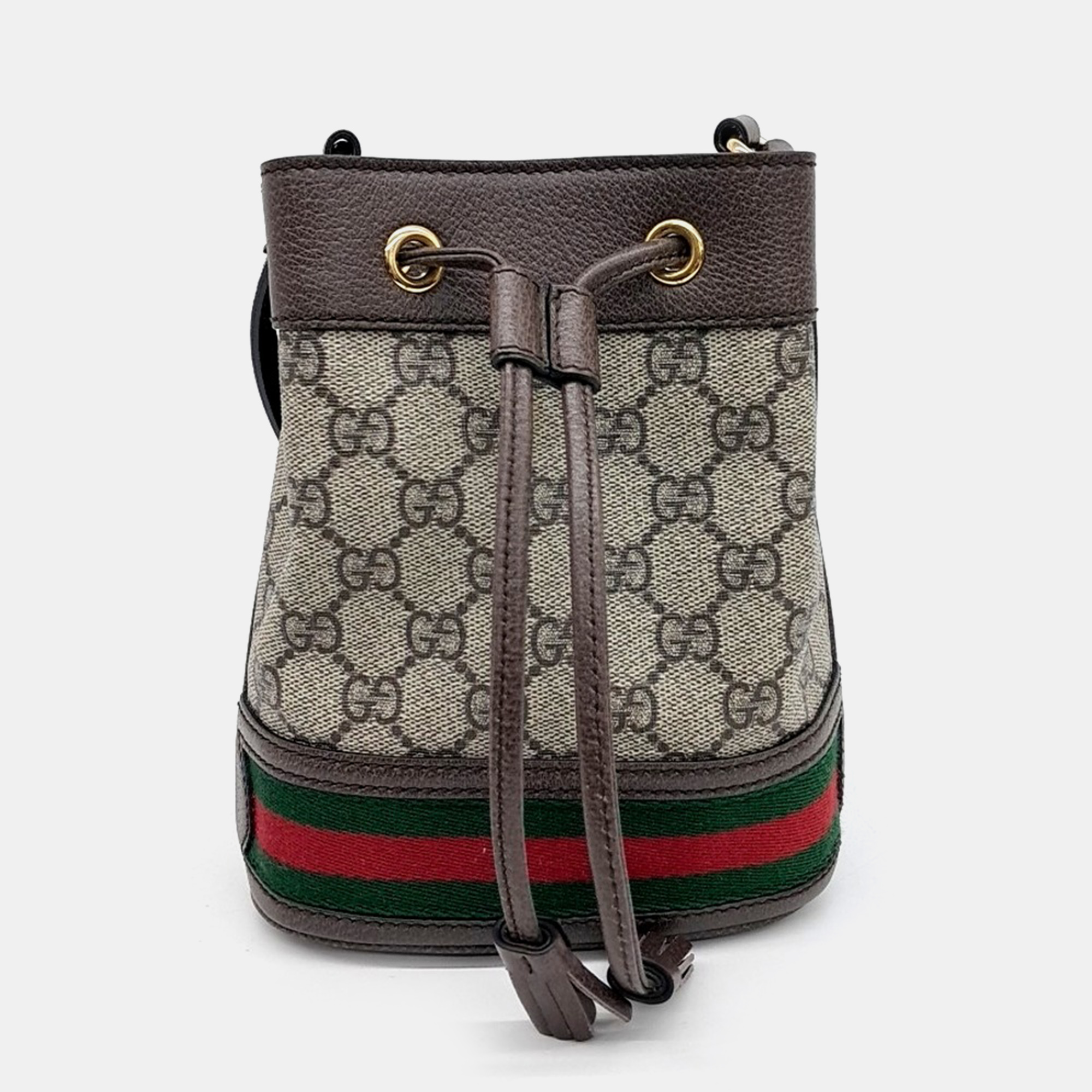 

Gucci Brown Canvas and Leather Ophidia Mini Bucket Bag