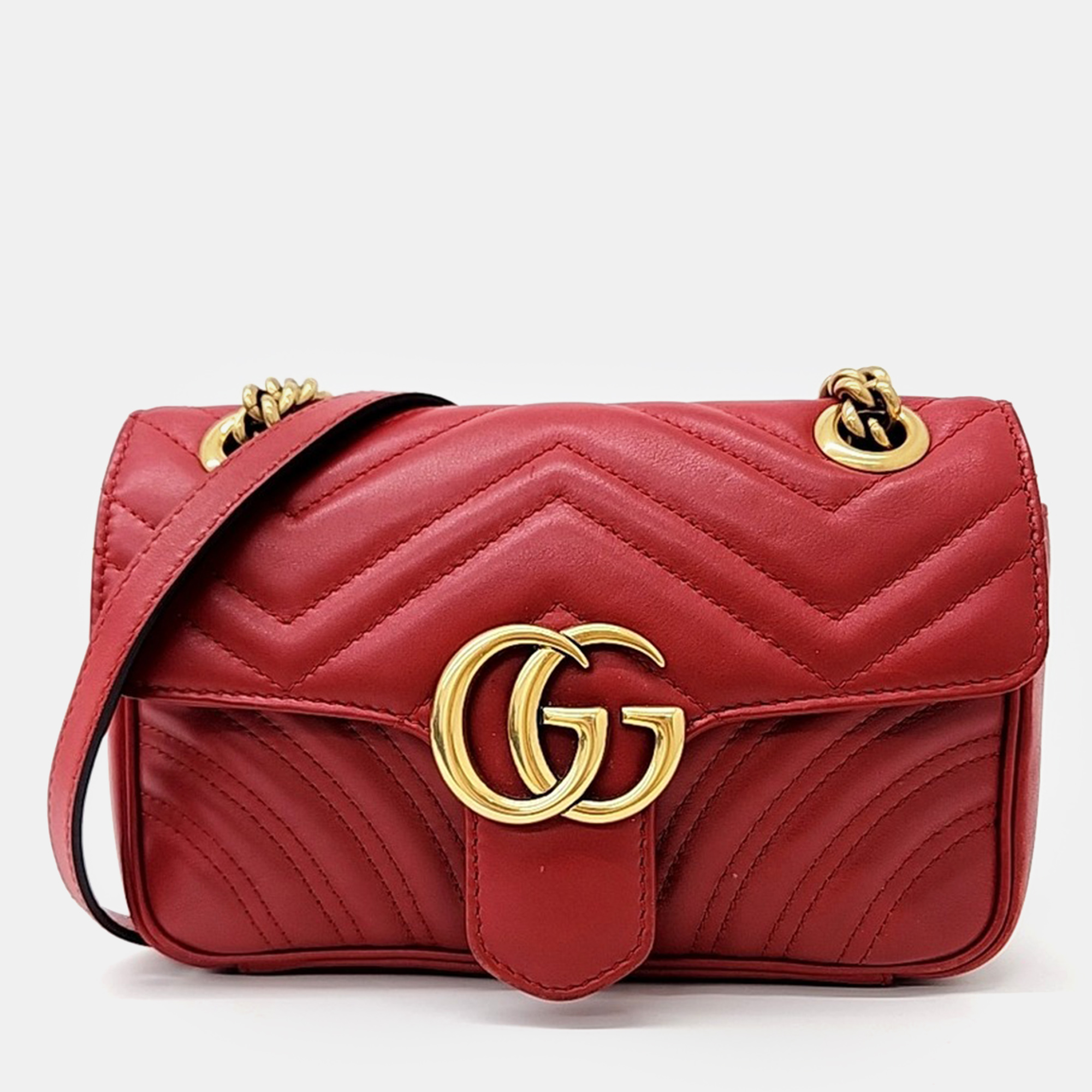 

Gucci Red Leather Matrasse Mini Shoulder Bag