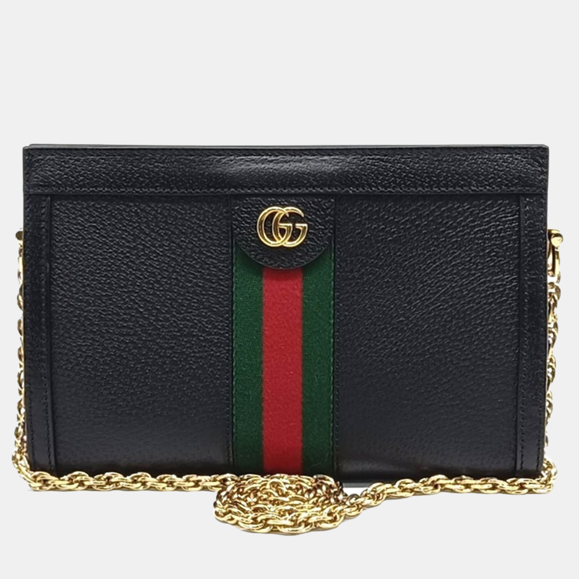 

Gucci Black Leather Ophidia GG Shoulder Bag