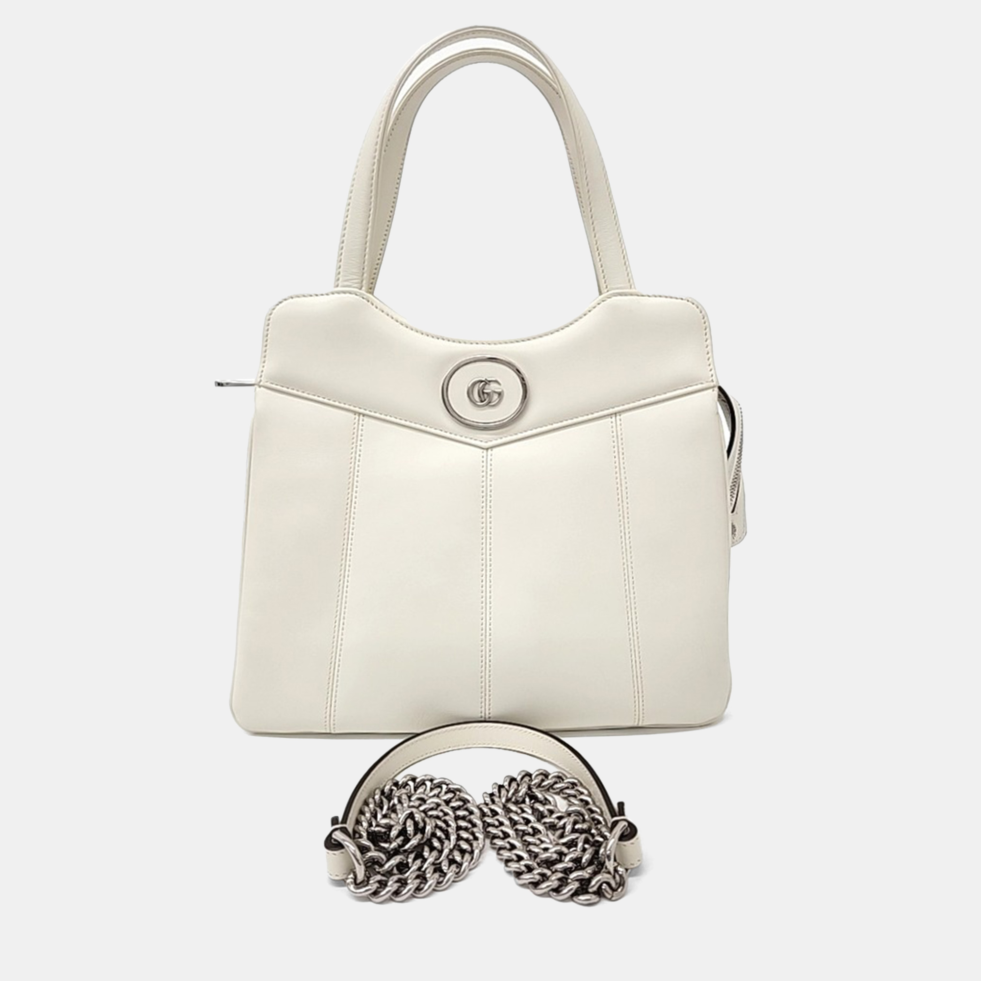 

Gucci White Leather Petite GG Small Tote and Shoulder Bag