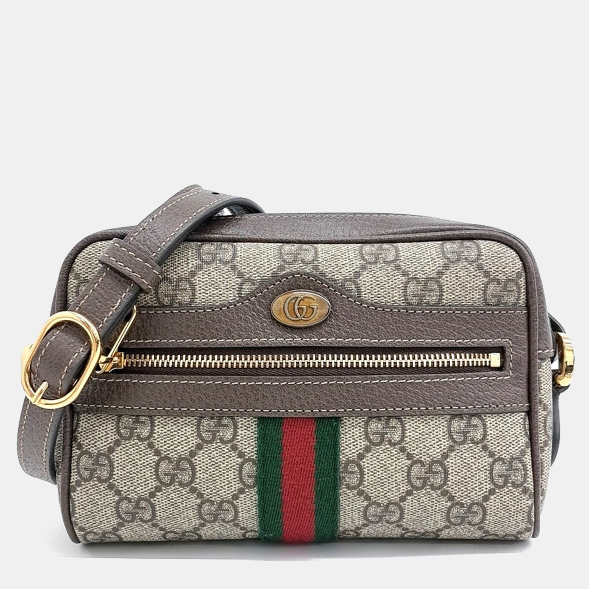 

Gucci Beige Canvas Ophidia Supreme Mini Crossbody Bag