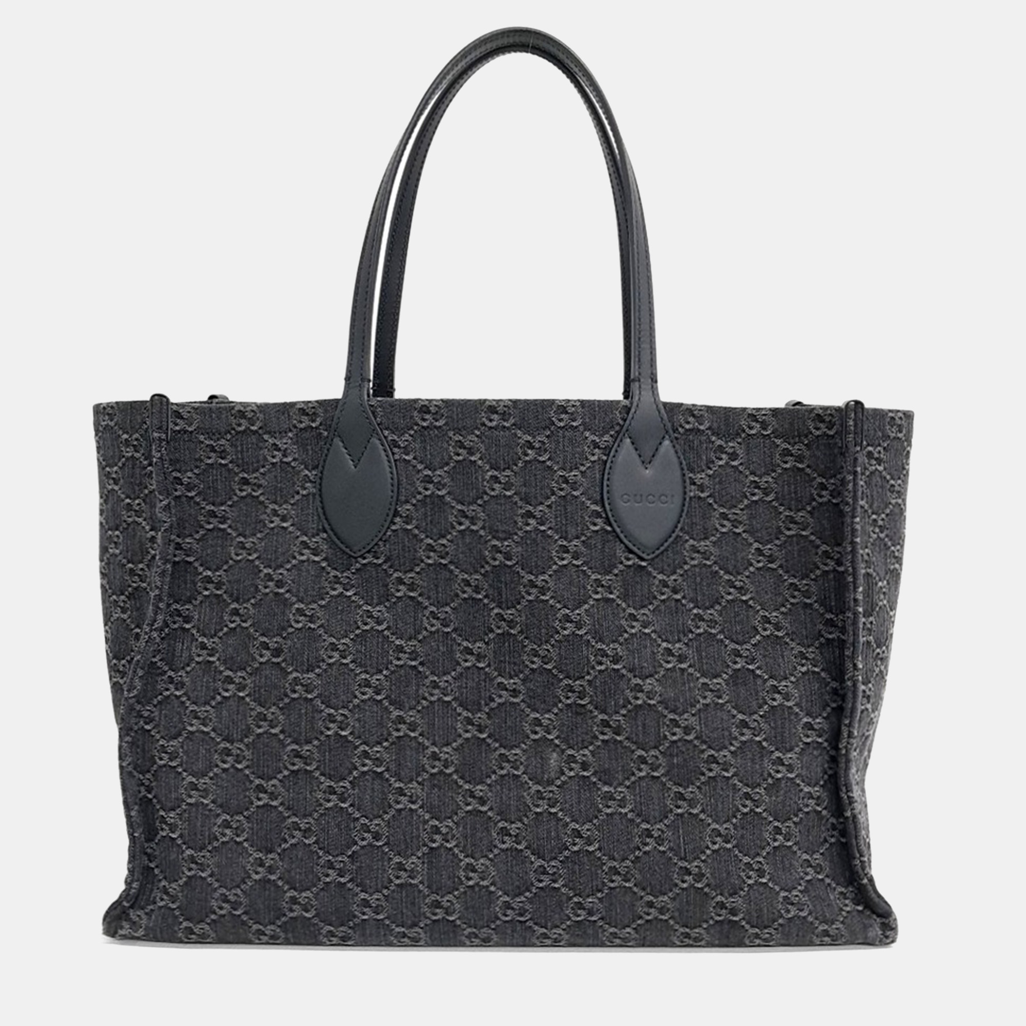 

Gucci Black Denim Ophidia GG Large Tote Bag