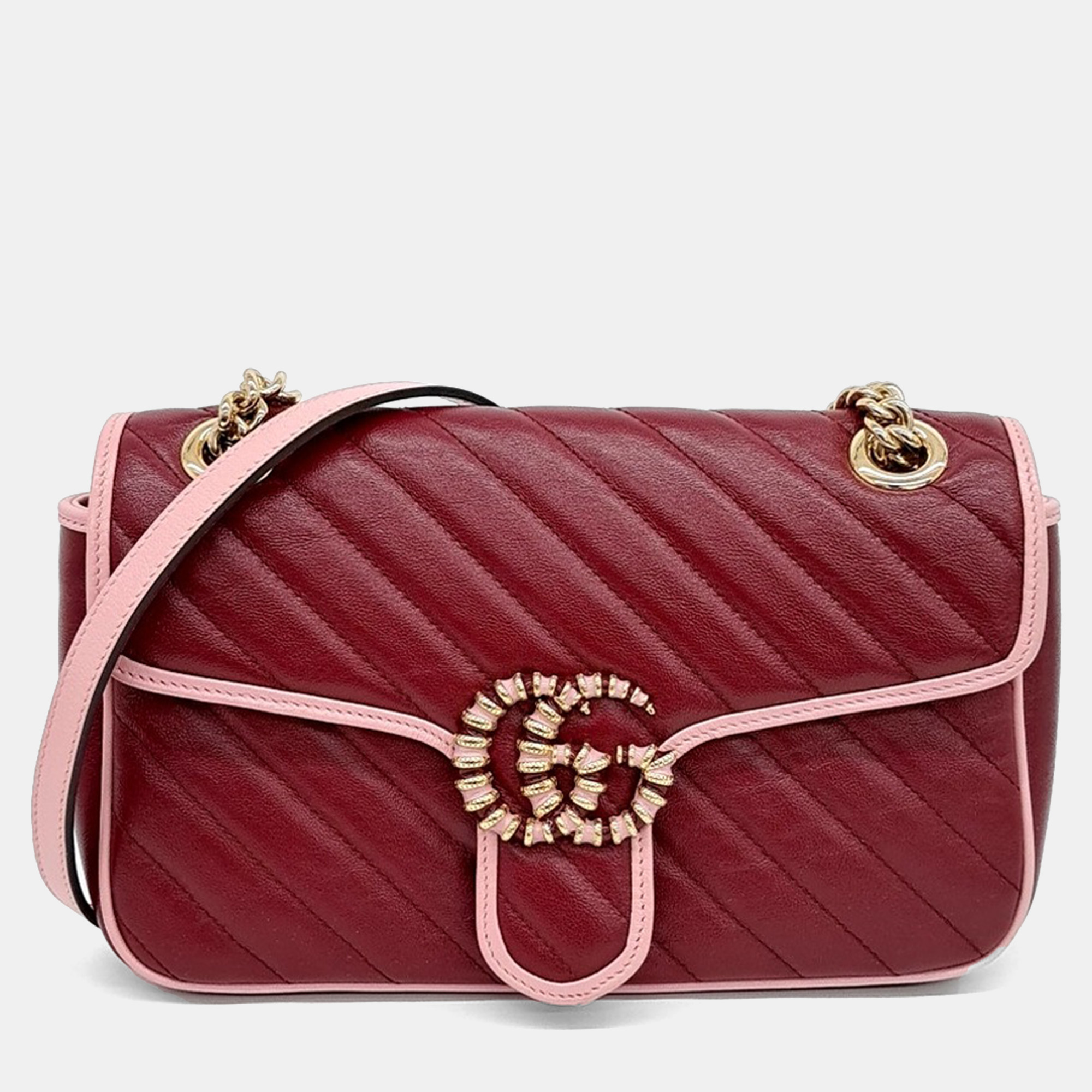 

Gucci Pink/Red Matrasse Leather Marmont Shoulder Bag