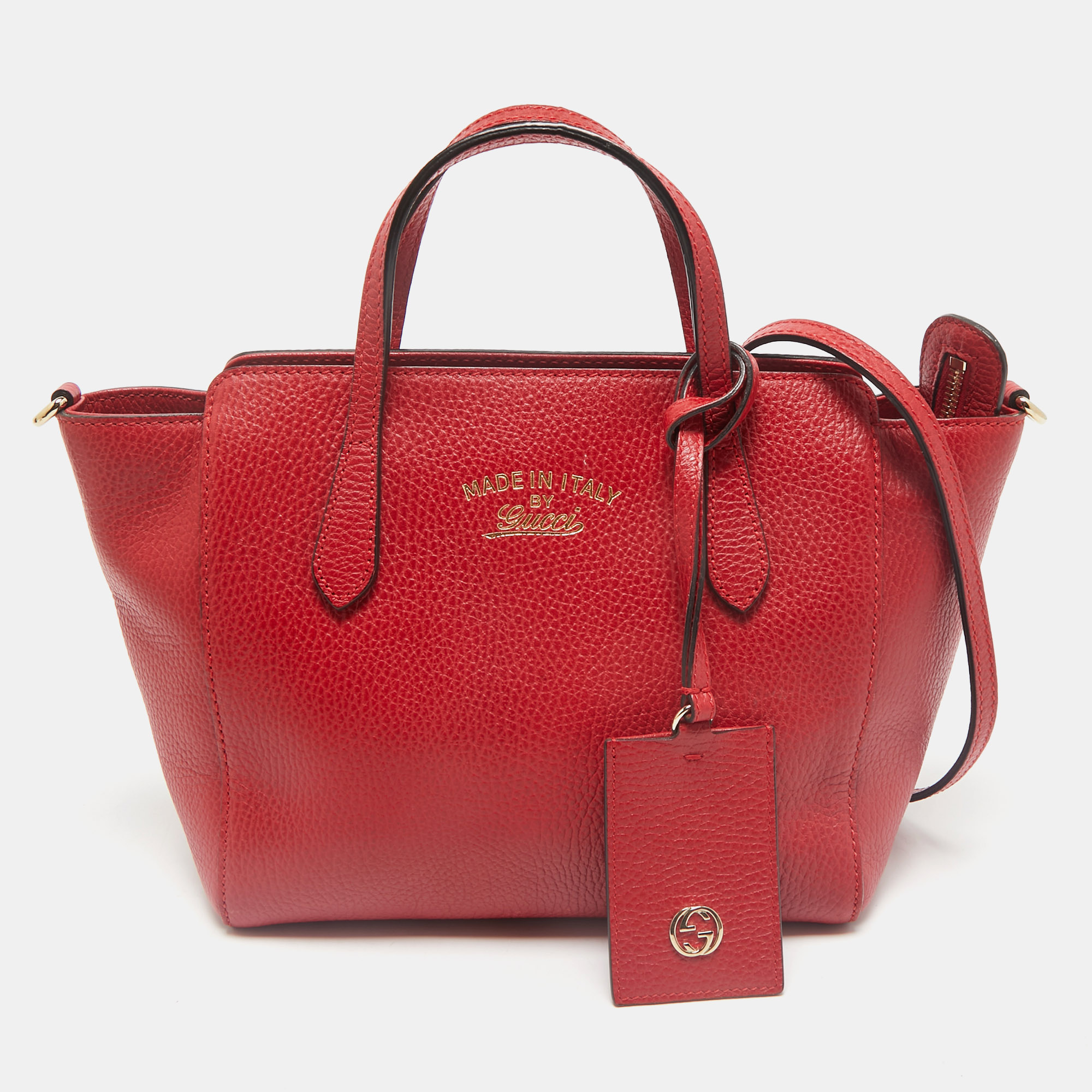 

Gucci Red Leather Mini Swing Tote