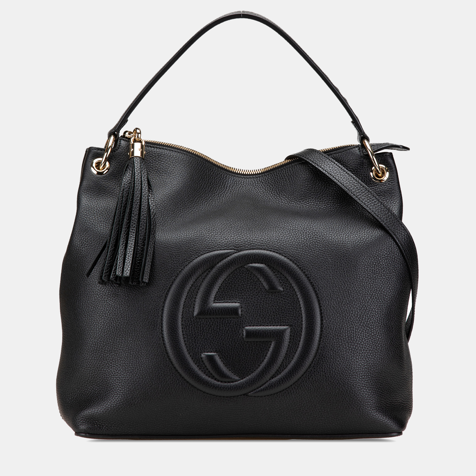 

Gucci Black Large Pebbled Calfskin Soho Convertible Hobo