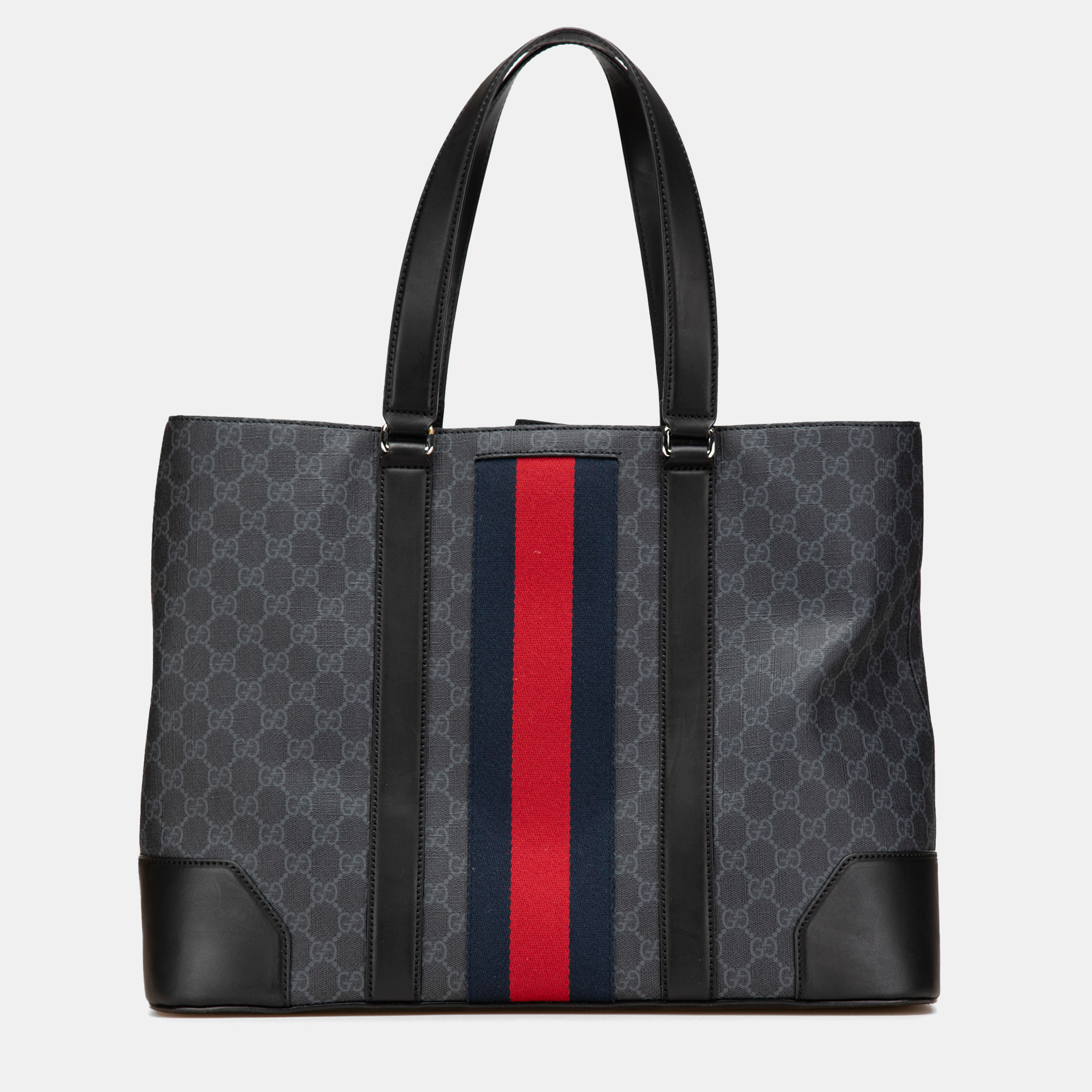 

Gucci Black Large GG Supreme Web Tote