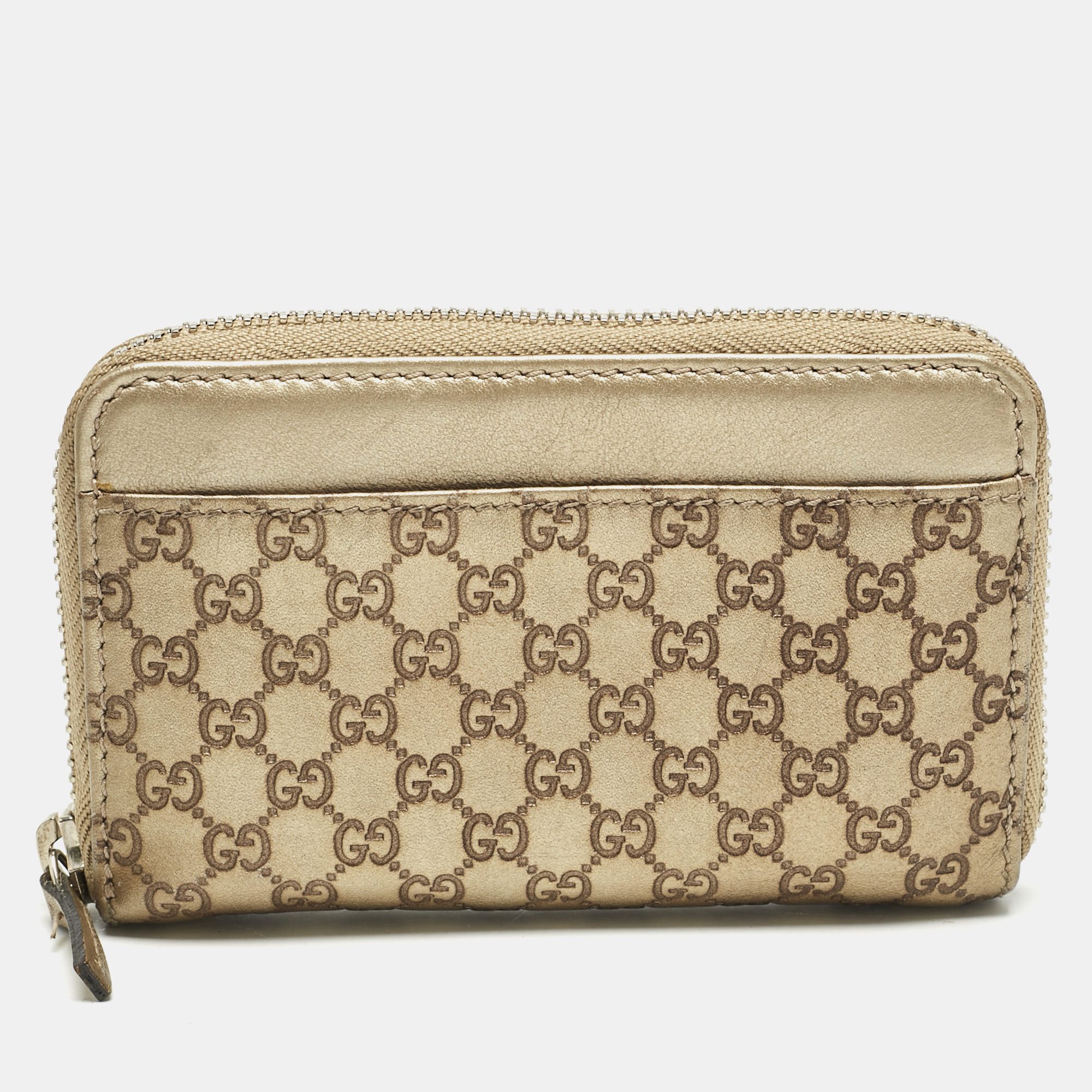 

Gucci Gold Guccissima Leather Zip Coin Purse
