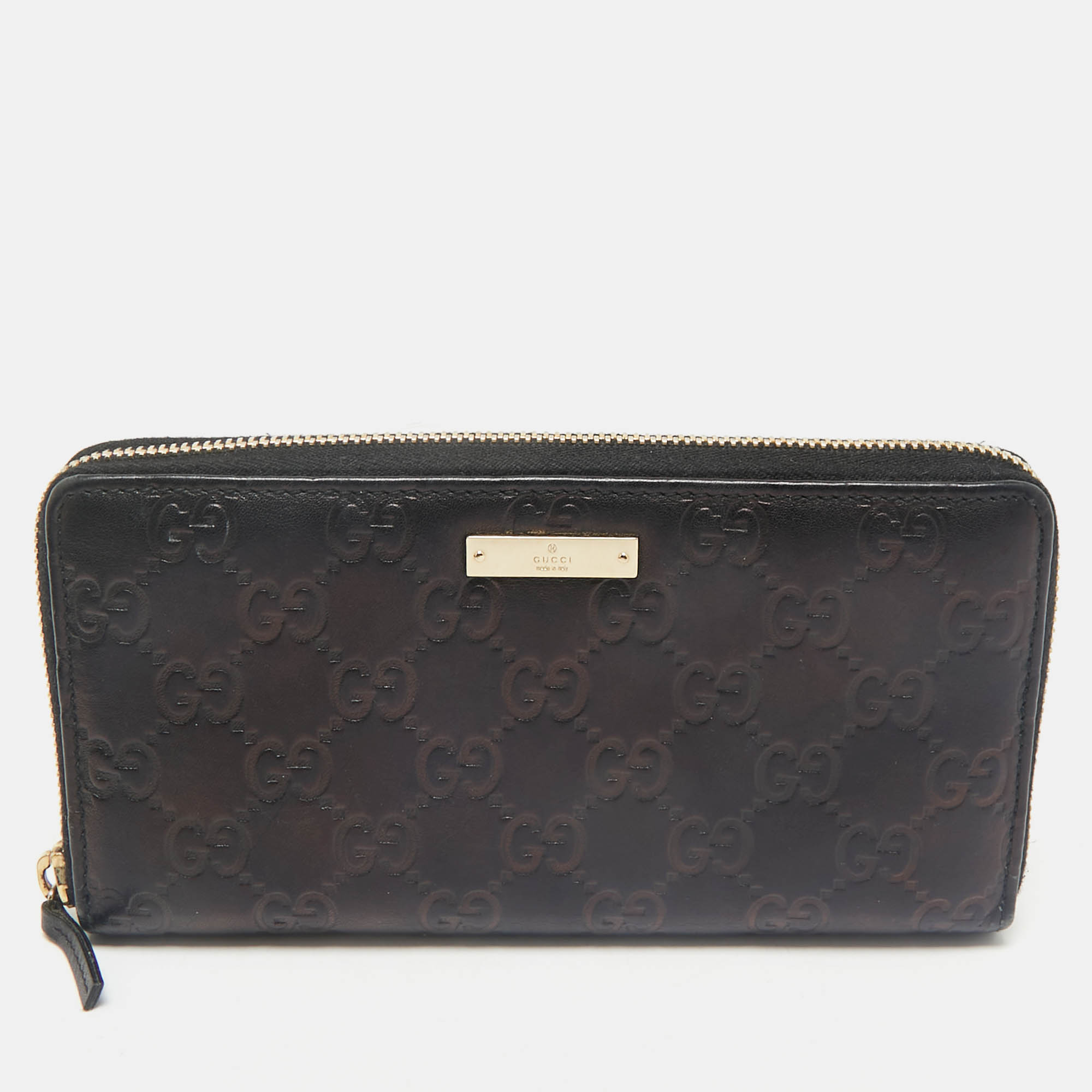 

Gucci Black Guccissima Leather Zip Around Wallet