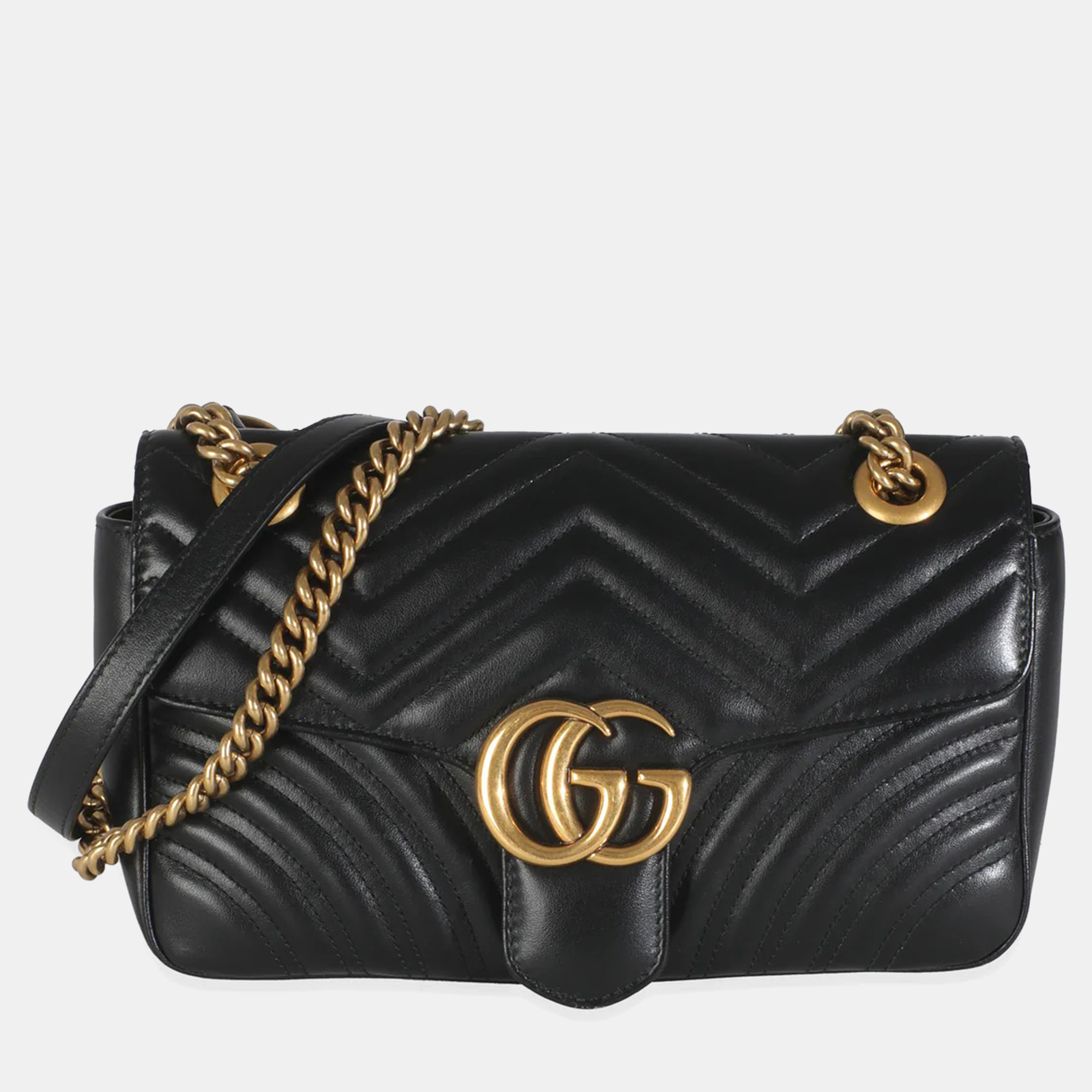 

Gucci Black Matelasse Calfskin Small GG Marmont Shoulder Bag