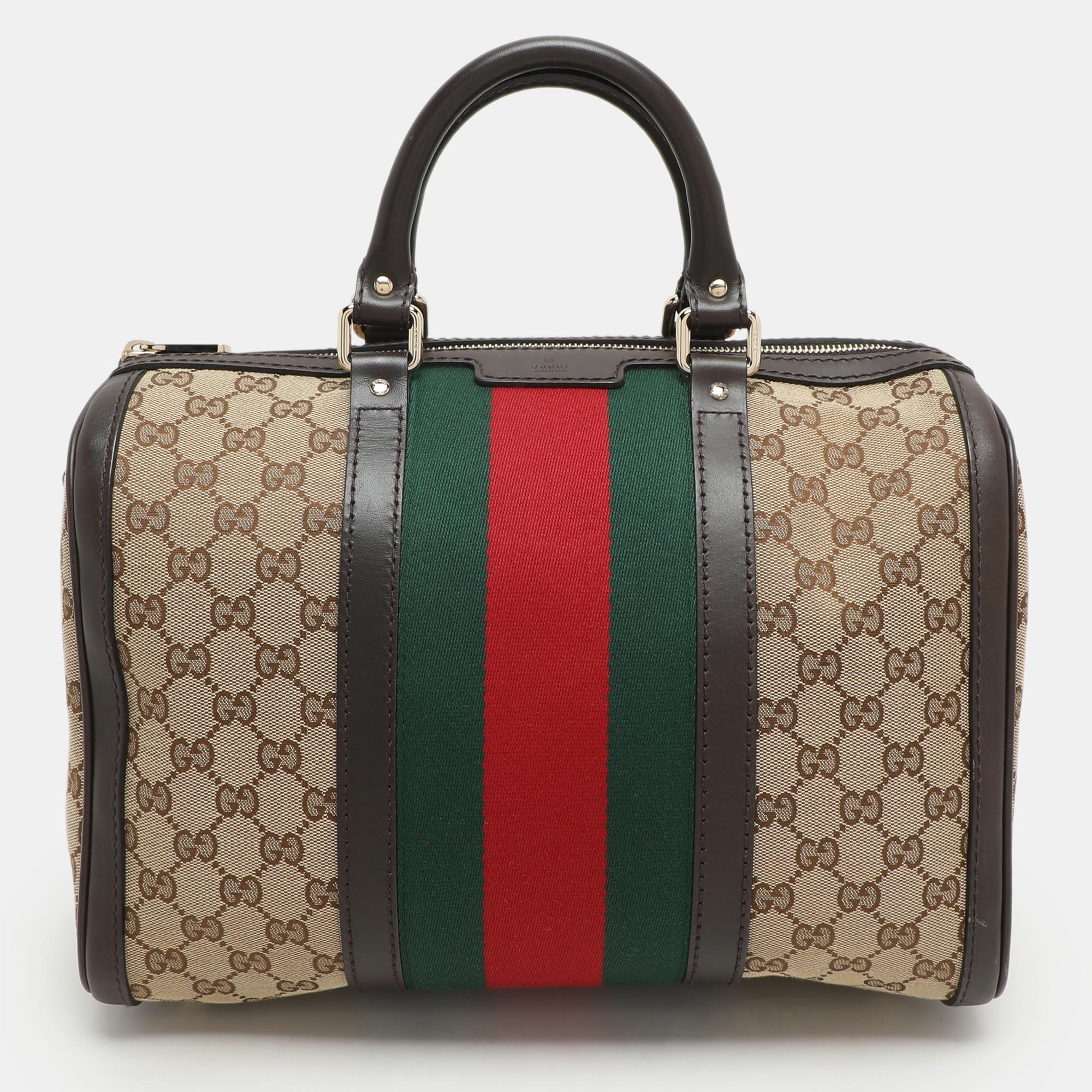 

Gucci Beige/Brown GG Canvas and Leather Medium Vintage Web Boston Bag