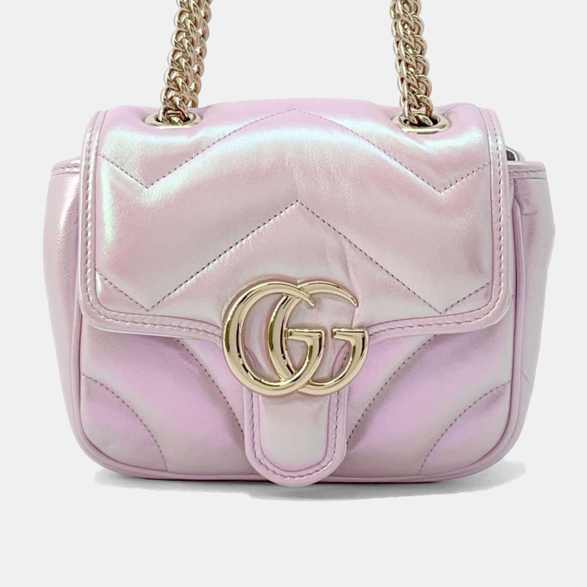 

Gucci Pink Leather GG Marmont Quilted Mini Shoulder Bag