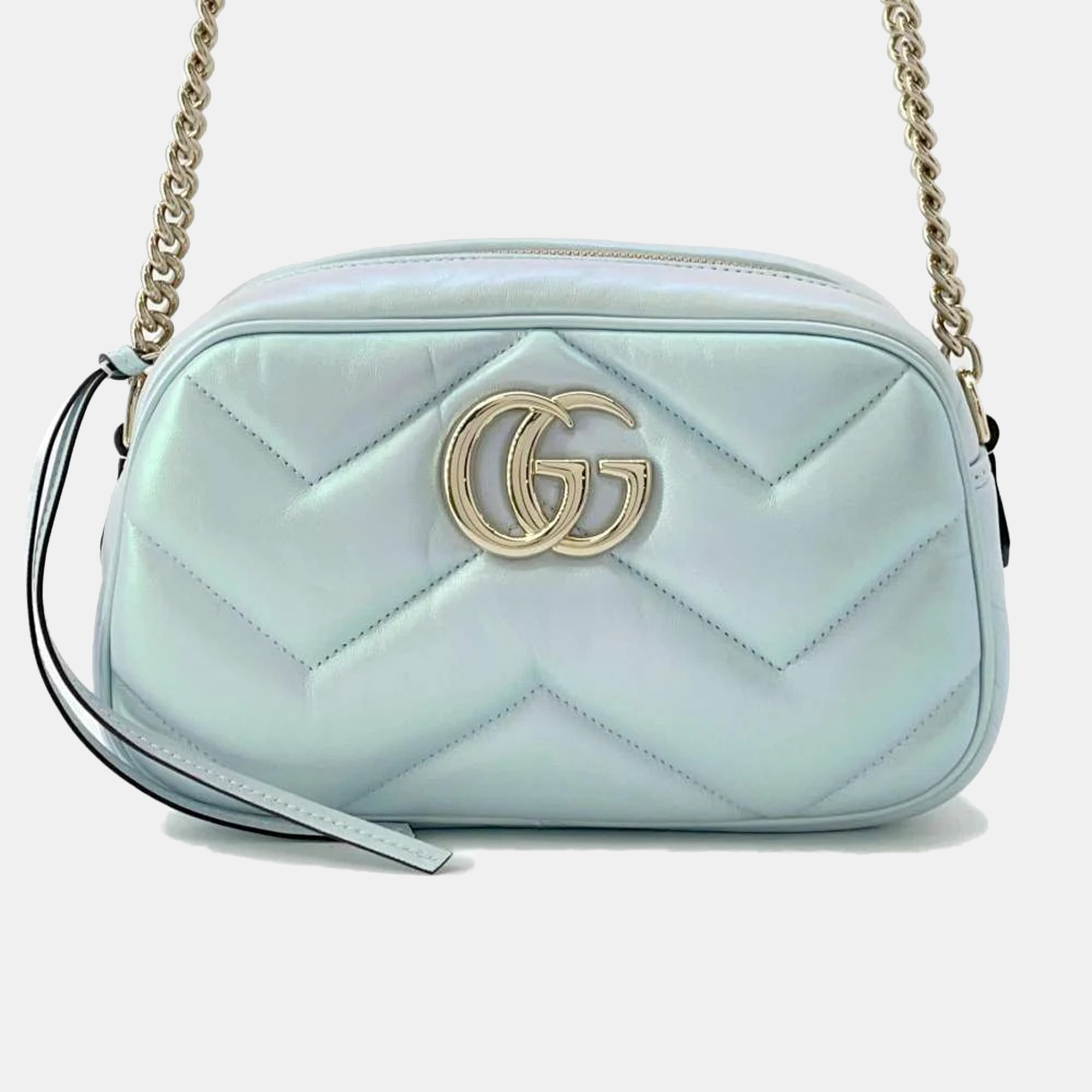 

Gucci Blue Aurora Leather GG Marmont Small Shoulder Bag