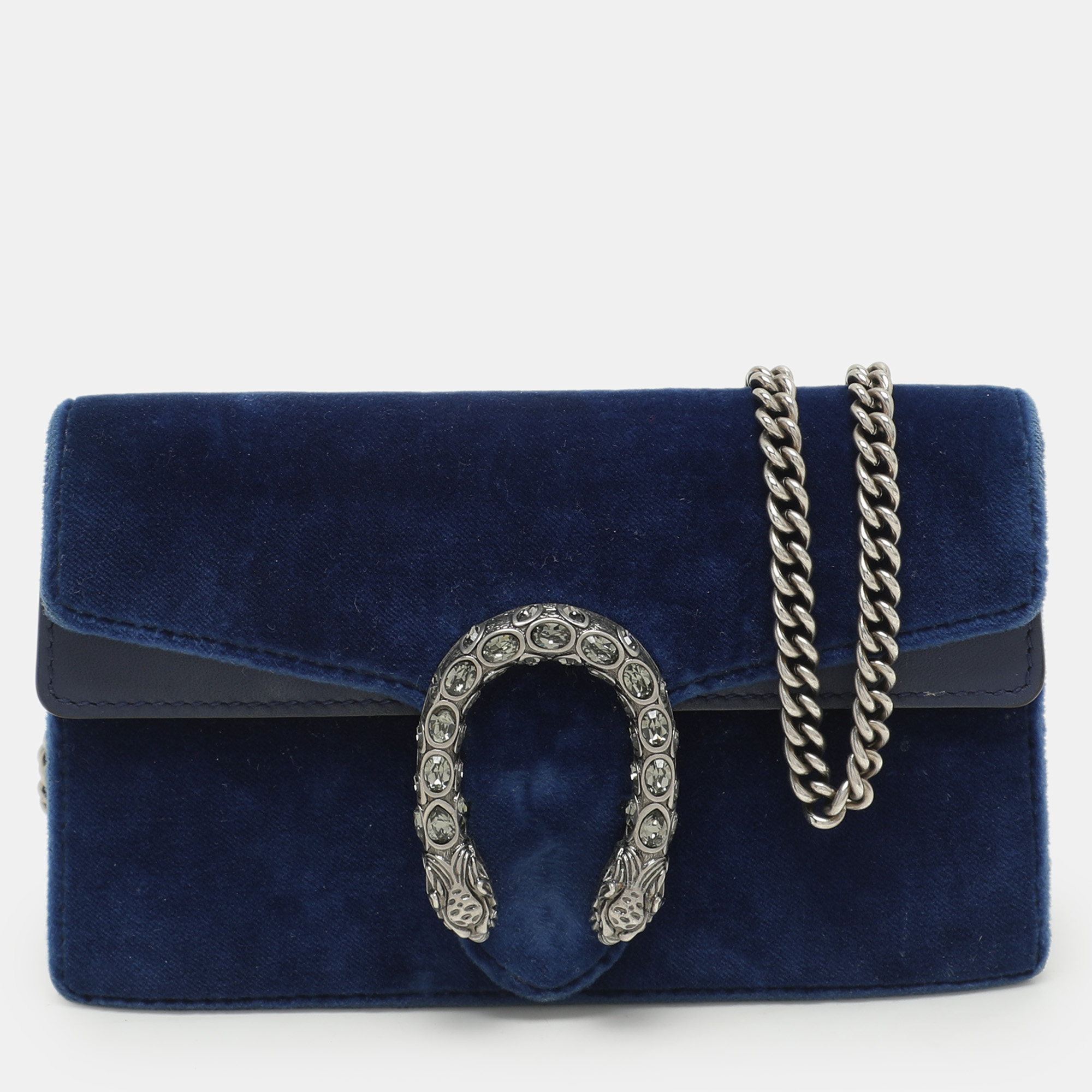 

Gucci Blue Velvet and Leather Super Mini Dionysus Chain Bag