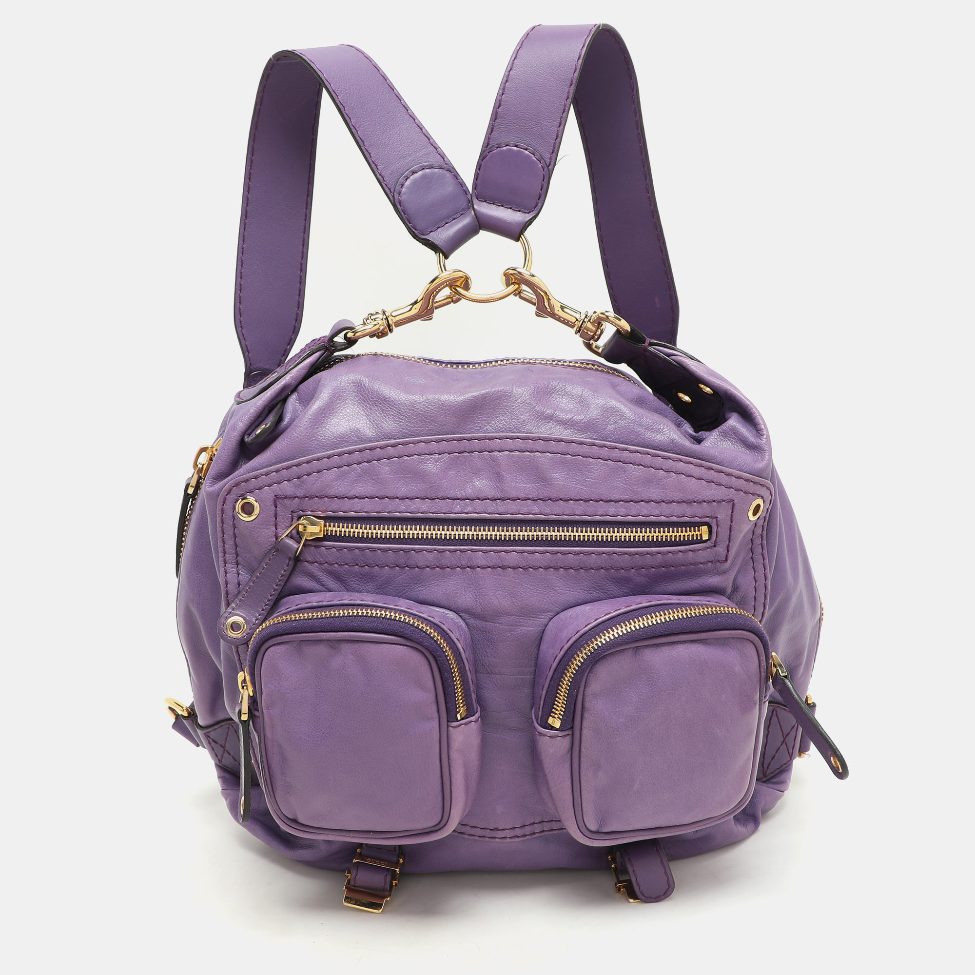 

Gucci Purple Leather Medium Darwin Convertible Backpack