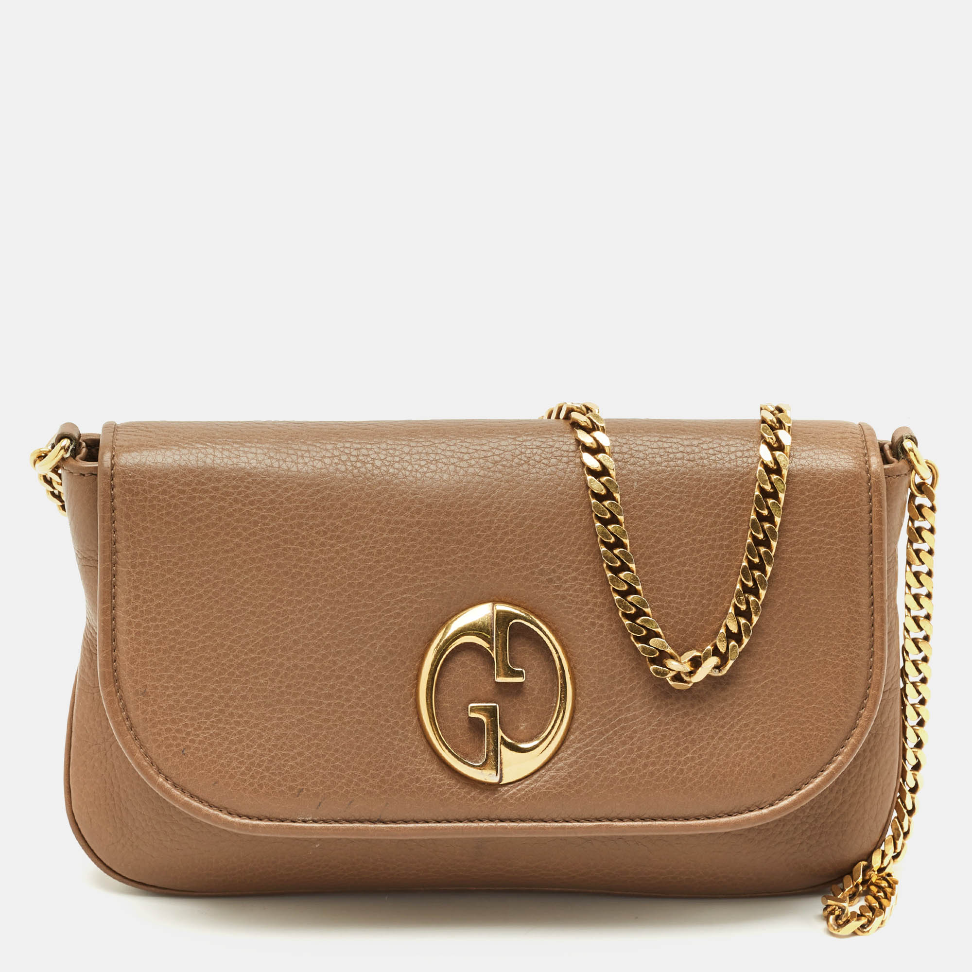 

Gucci Brown Leather  1973 Chain Shoulder Bag