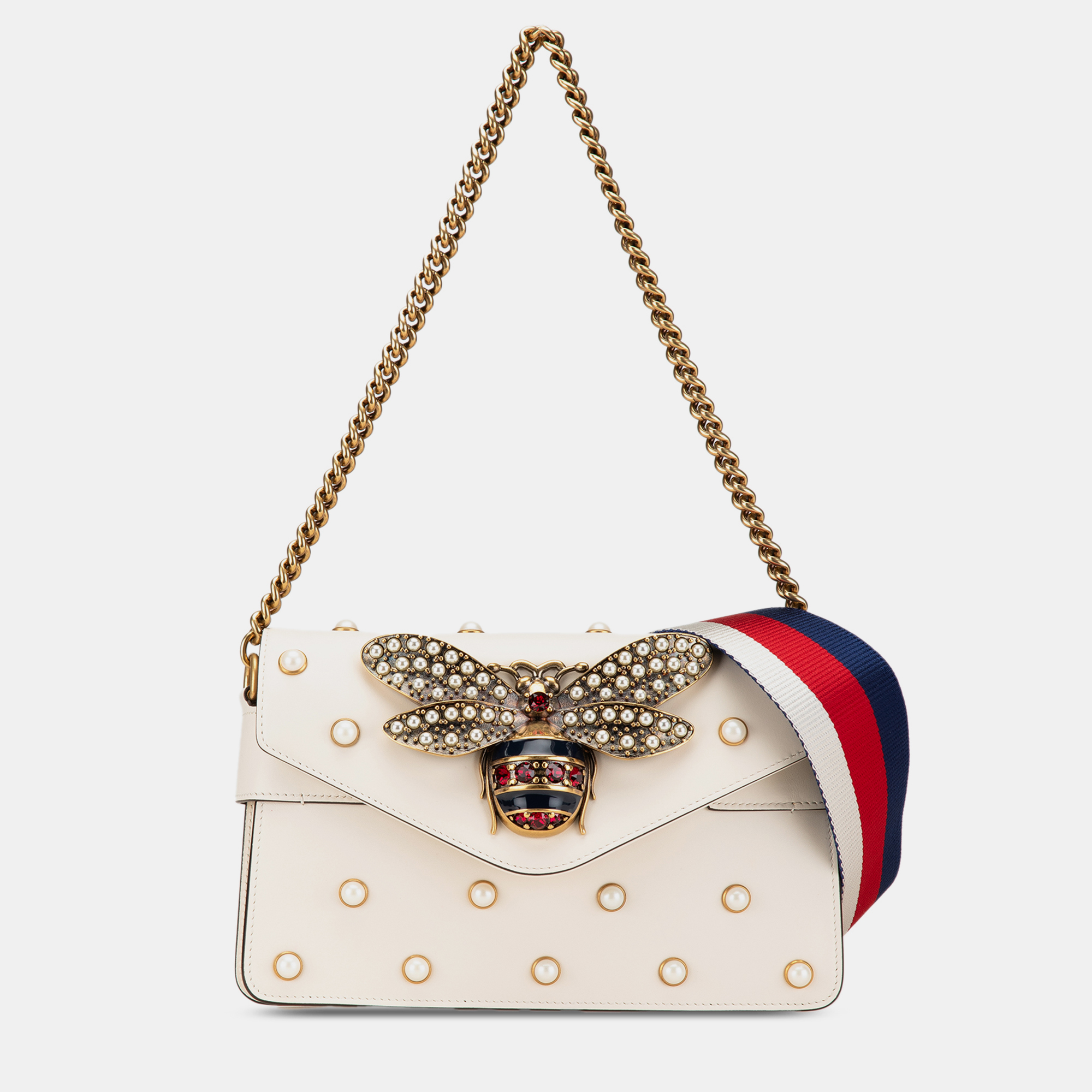 

Gucci White Mini Queen Margaret Broadway Leather Satchel