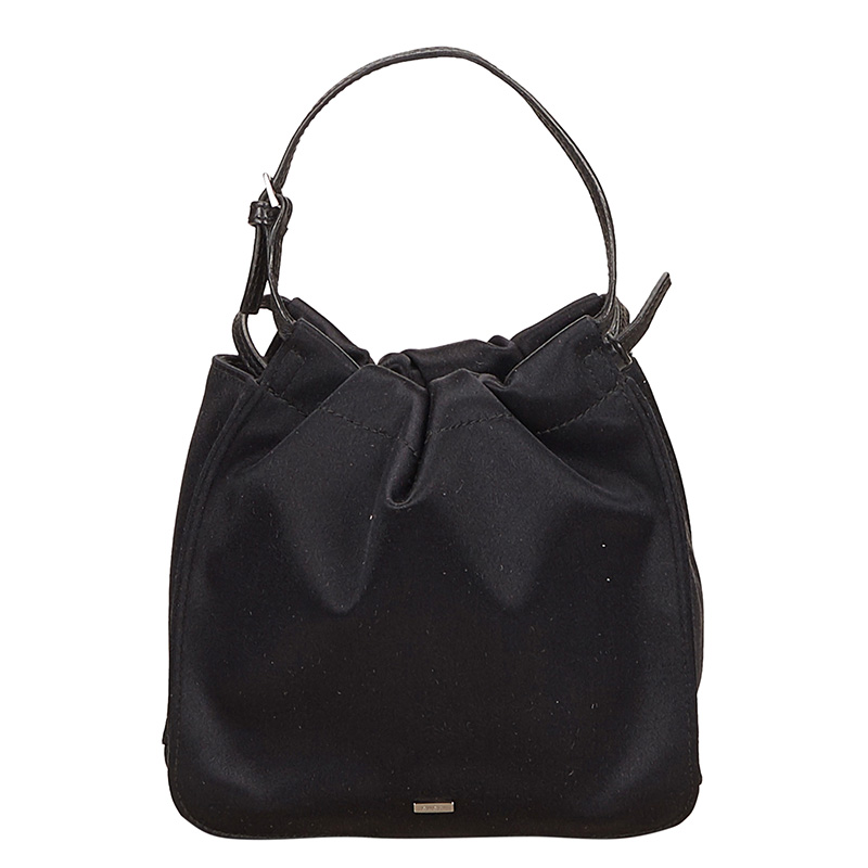 Pre Owned Gucci Black Satin Small Top Handle Bag