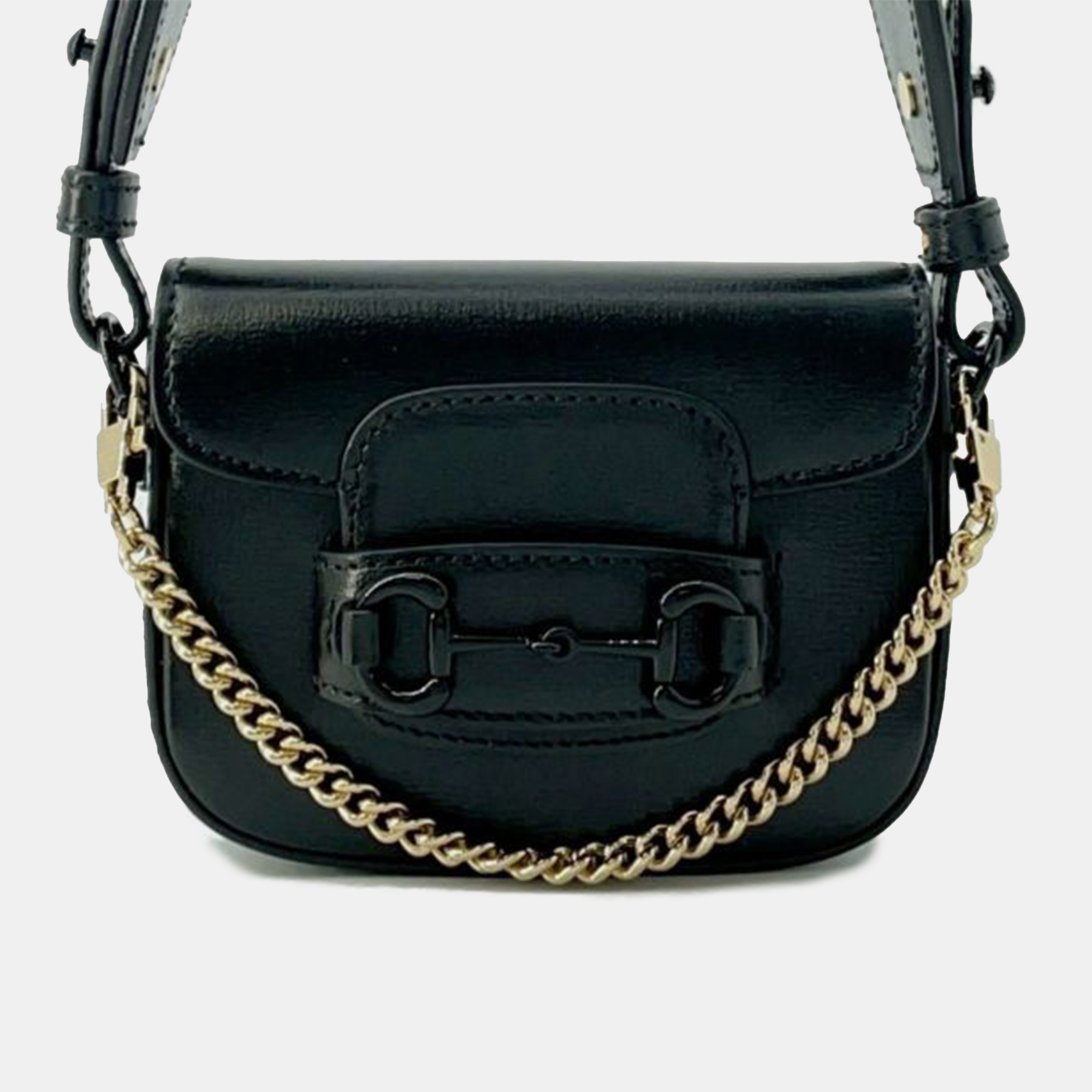 

Gucci Black Mini Leather Horsebit 1955 Web Satchel