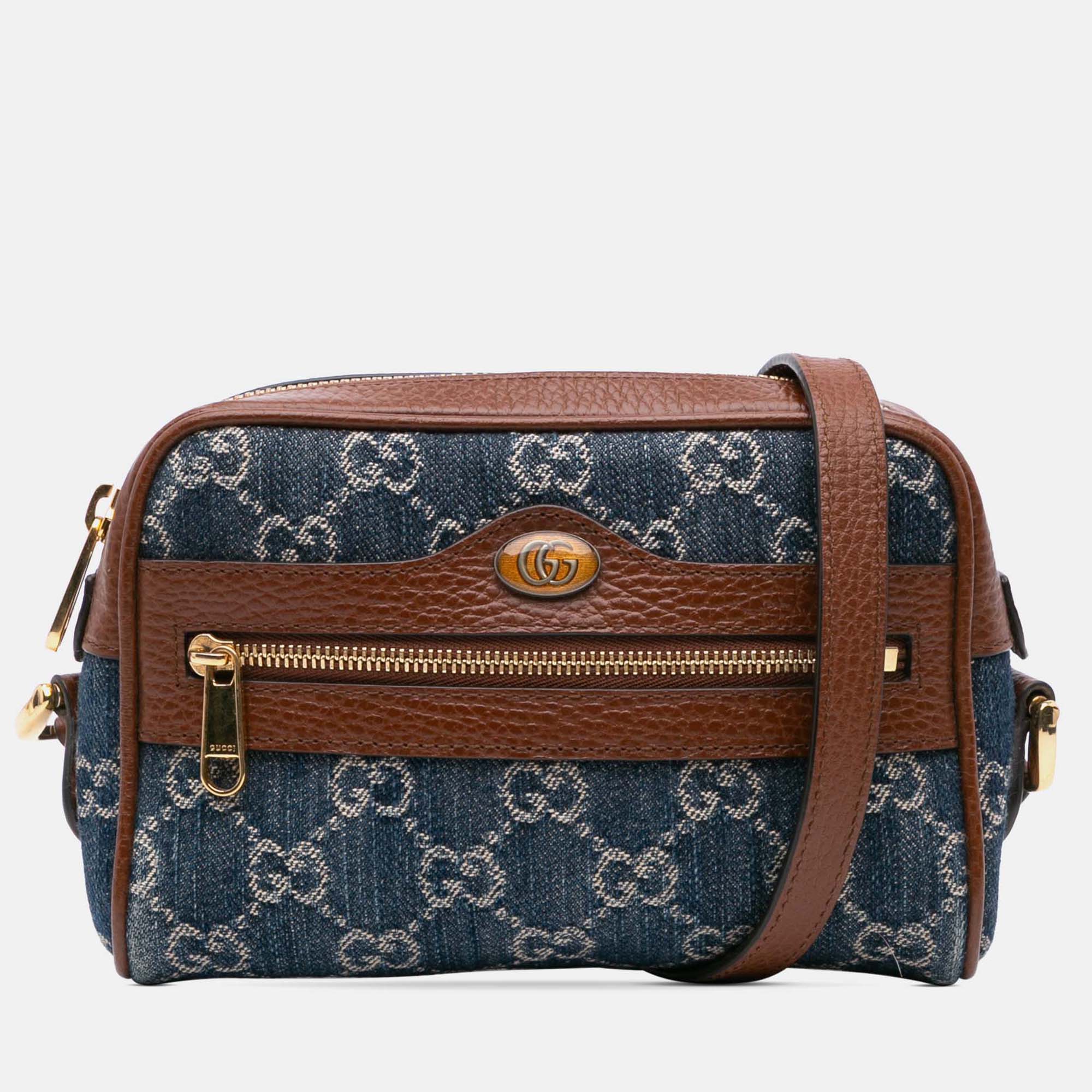 

Gucci Blue Brown Mini GG Denim Ophidia Crossbody