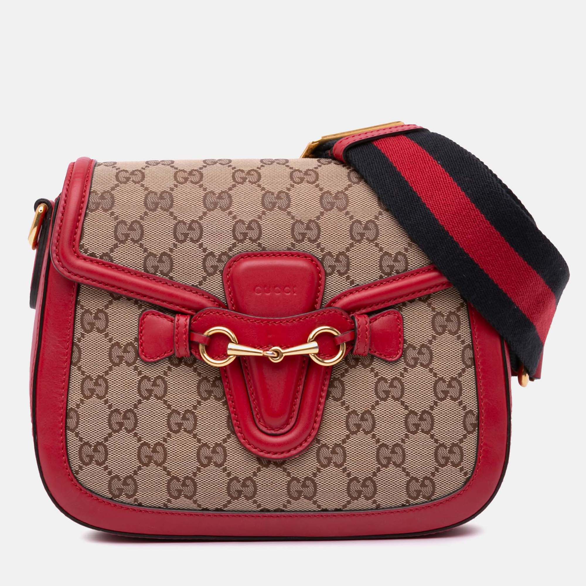 

Gucci Brown/Red Medium GG Canvas Lady Web Crossbody