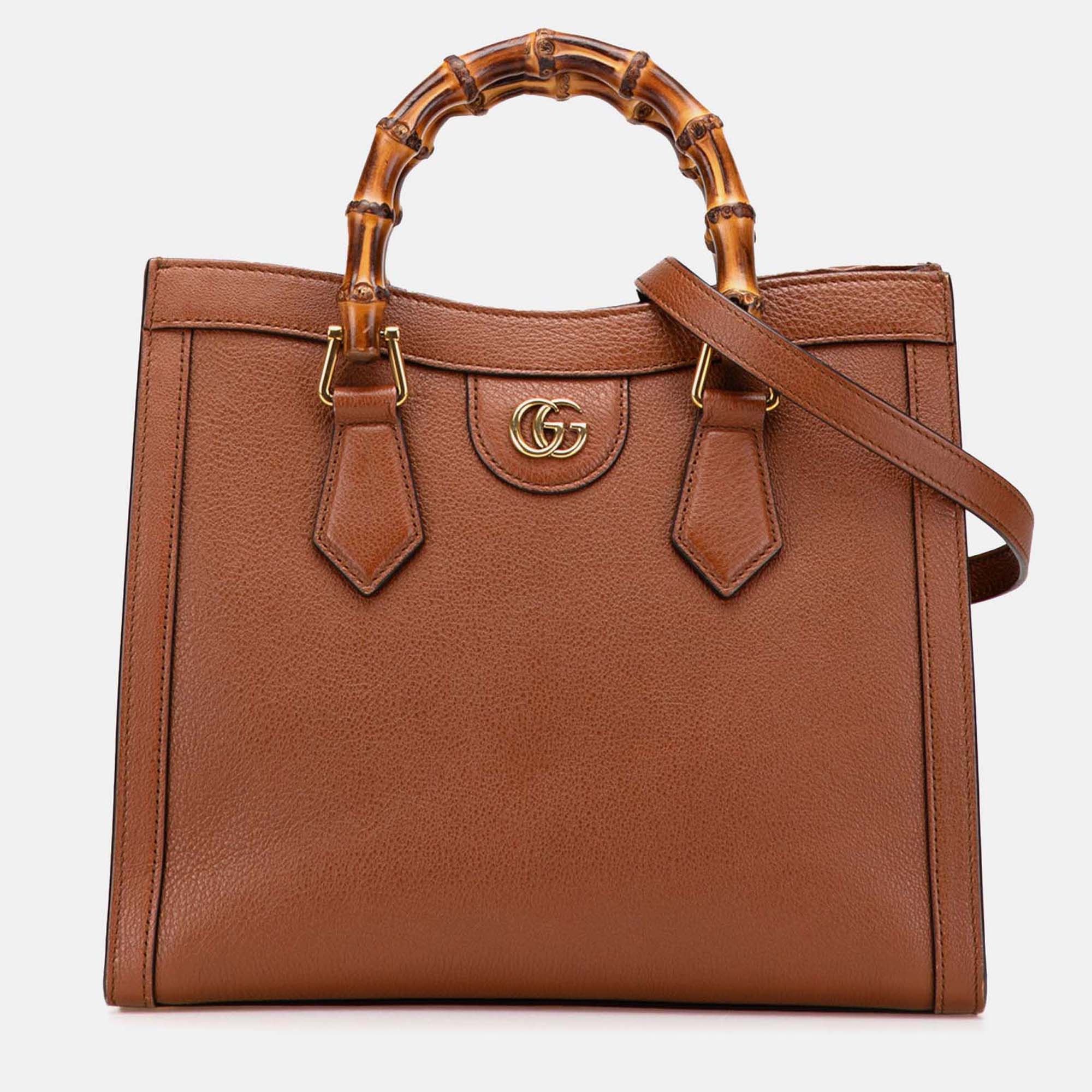

Gucci Brown Small Leather Bamboo Diana Satchel
