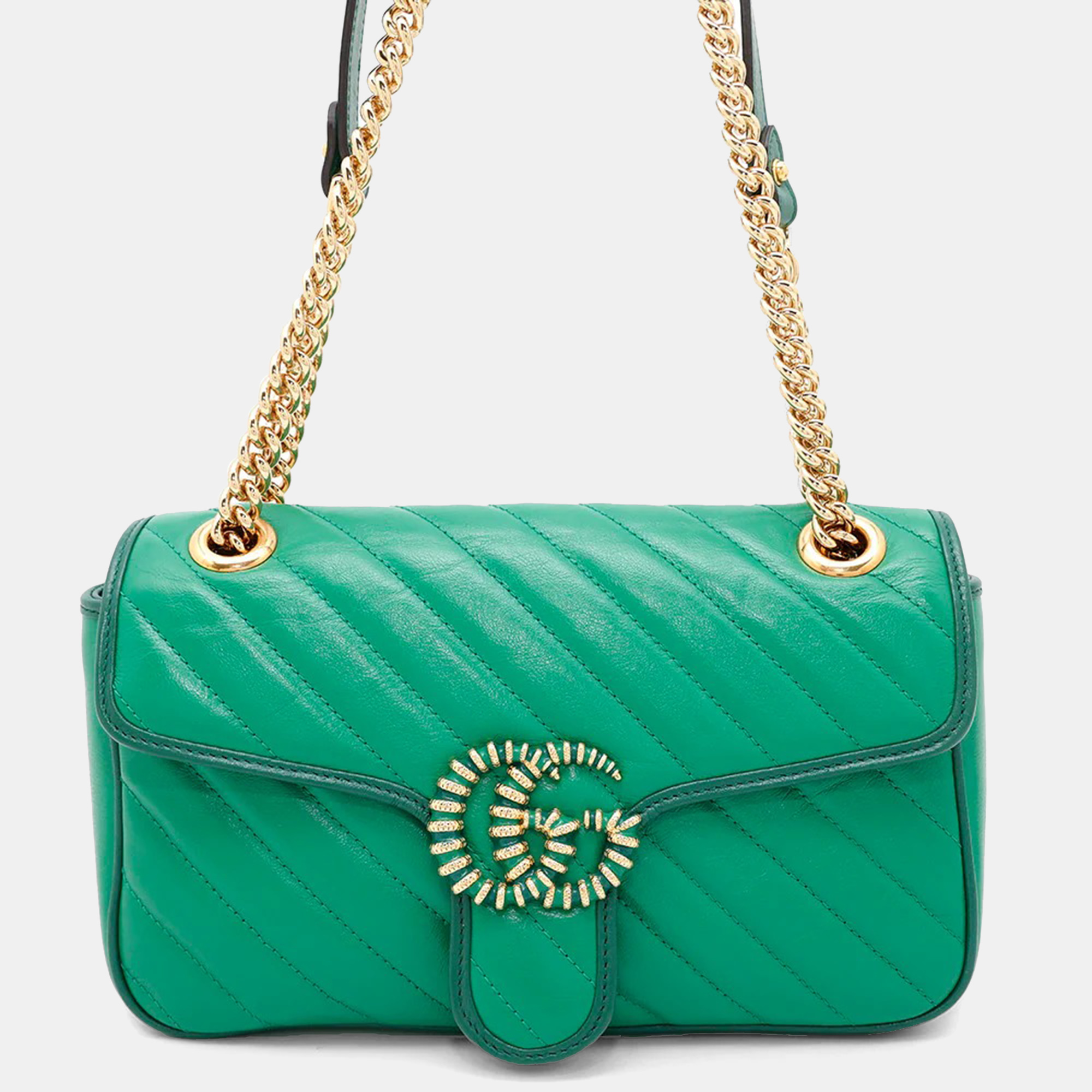 

Gucci Gg Marmont Chain shoulder Bag Green Leather