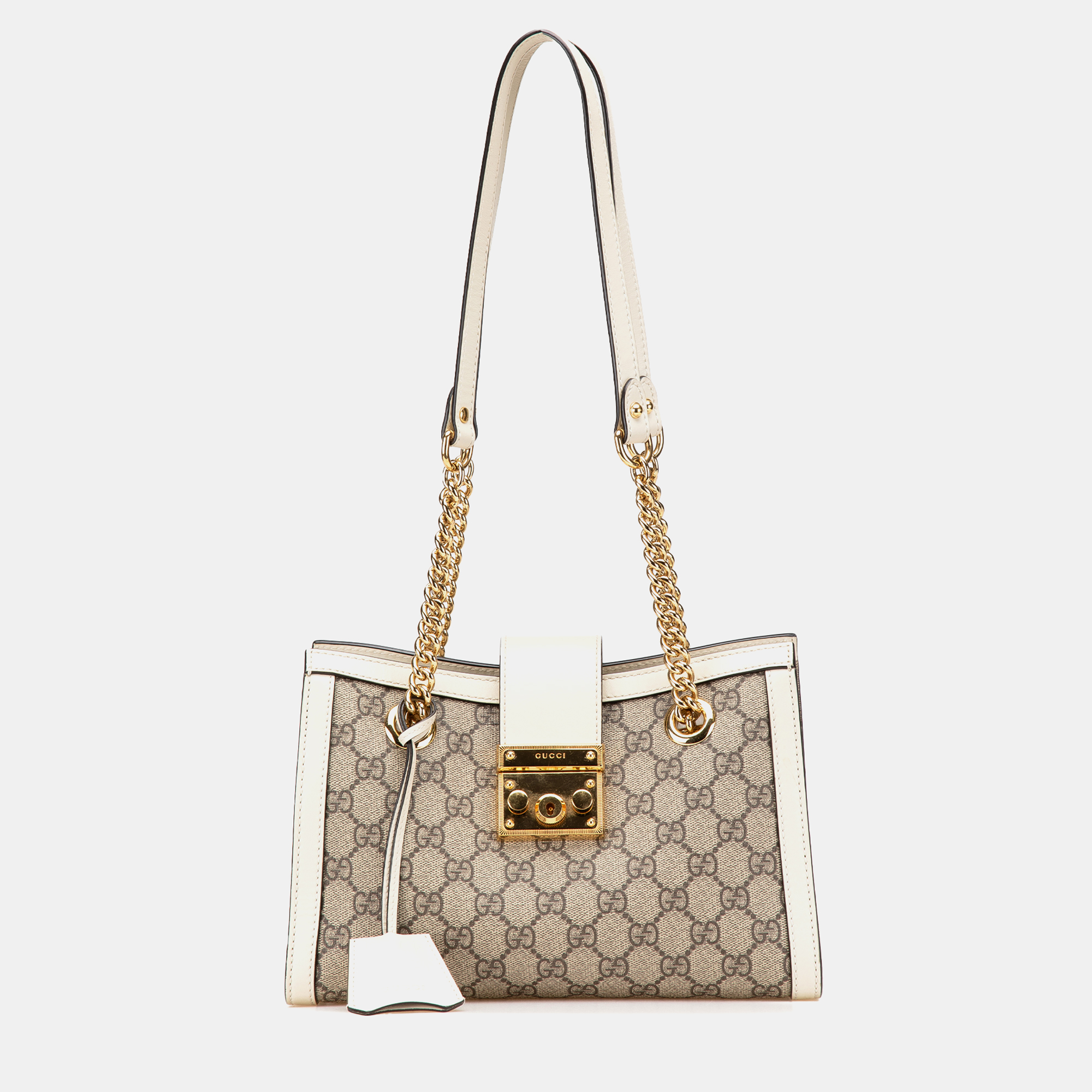 

Gucci Beige/White Small GG Supreme Padlock Tote