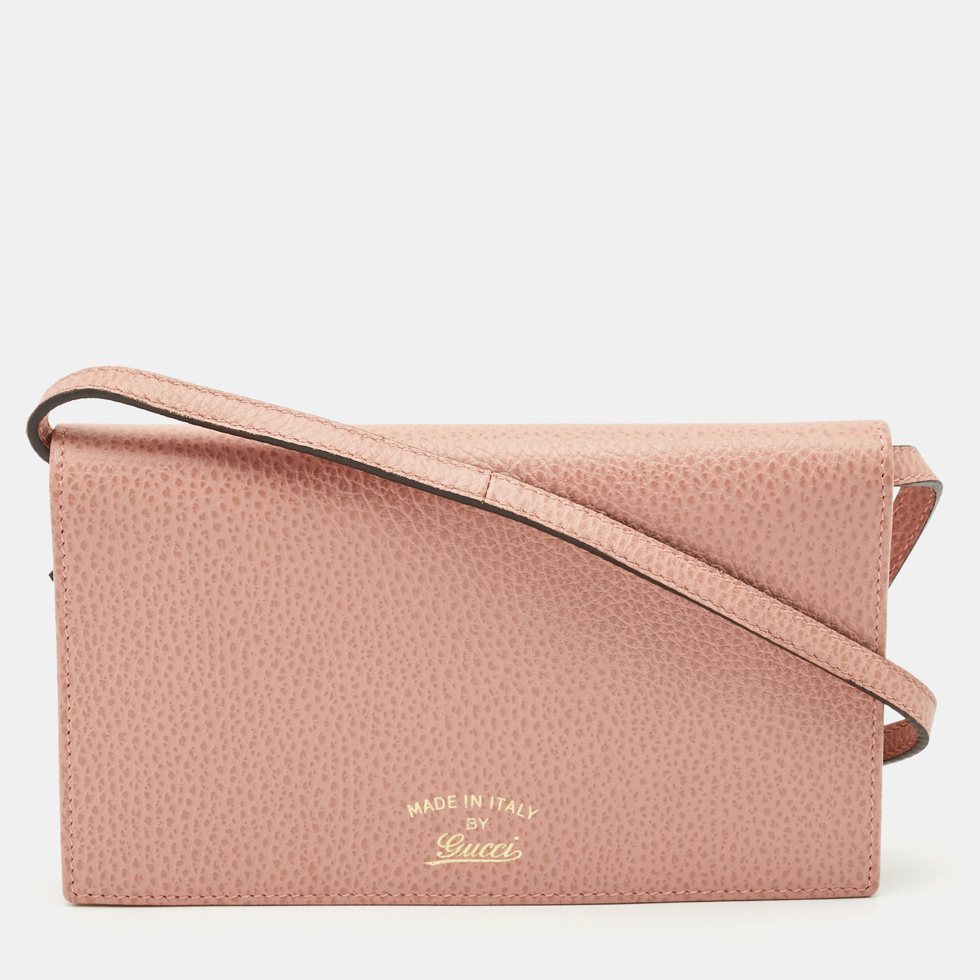 

Gucci Pink Leather Swing Wallet on Strap