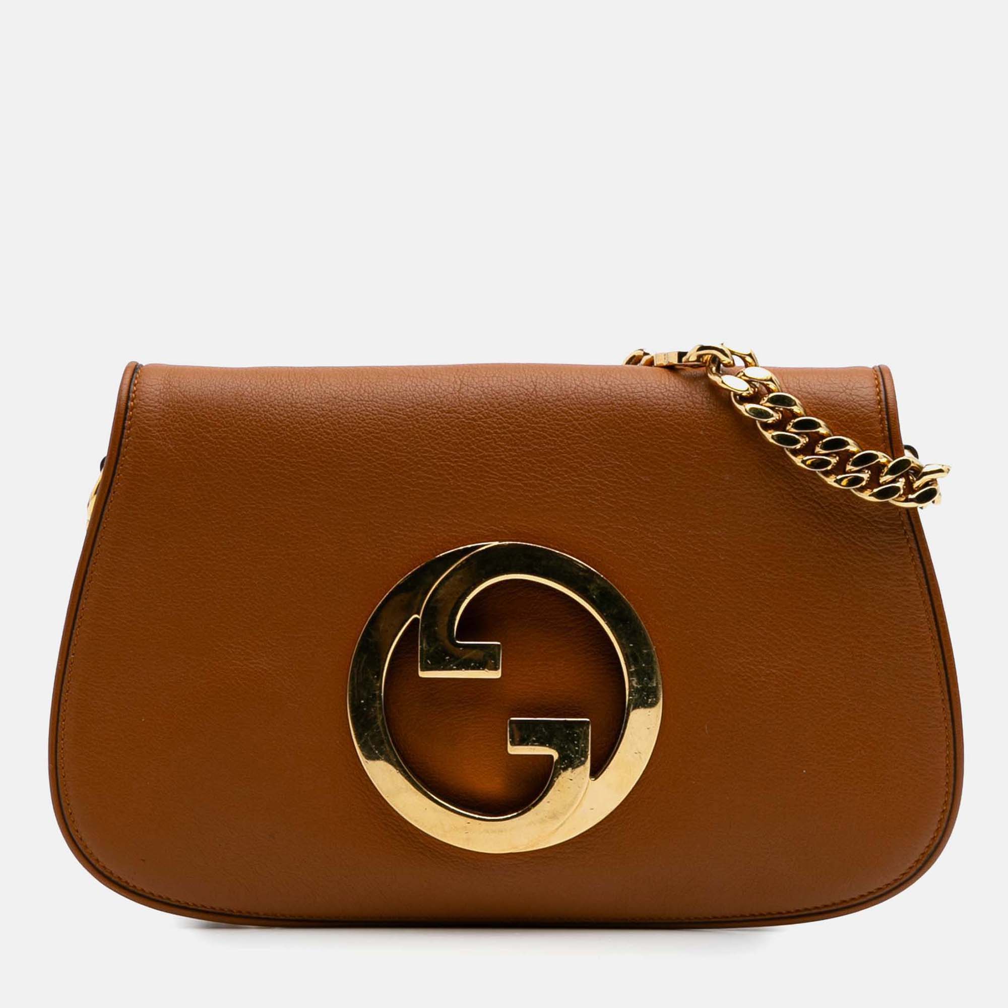 

Gucci Brown Calfskin Blondie Chain Satchel