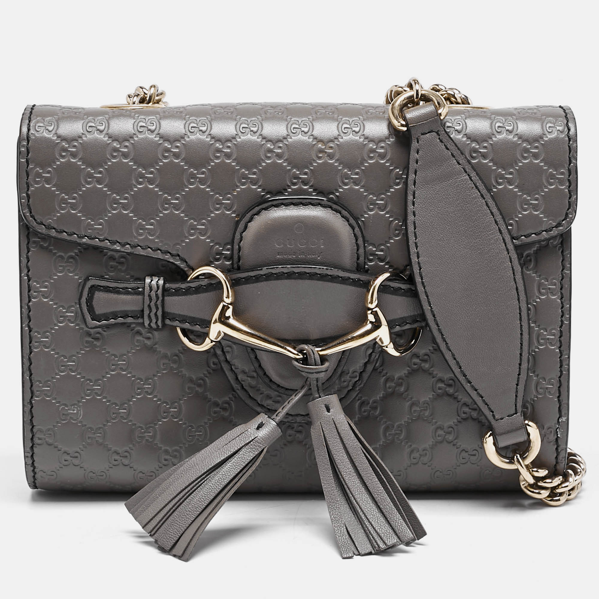

Gucci Grey Microguccissima Leather Mini Emily Chain Crossbody Bag