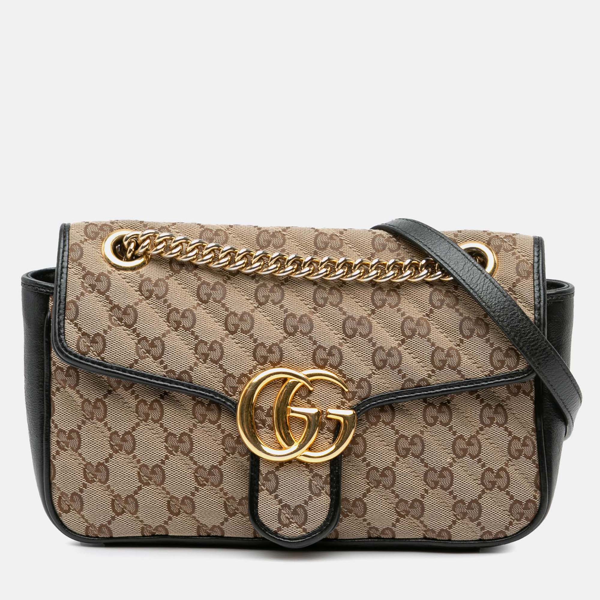 

Gucci Small GG Marmont Matelasse Canvas Flap Crossbody, Brown