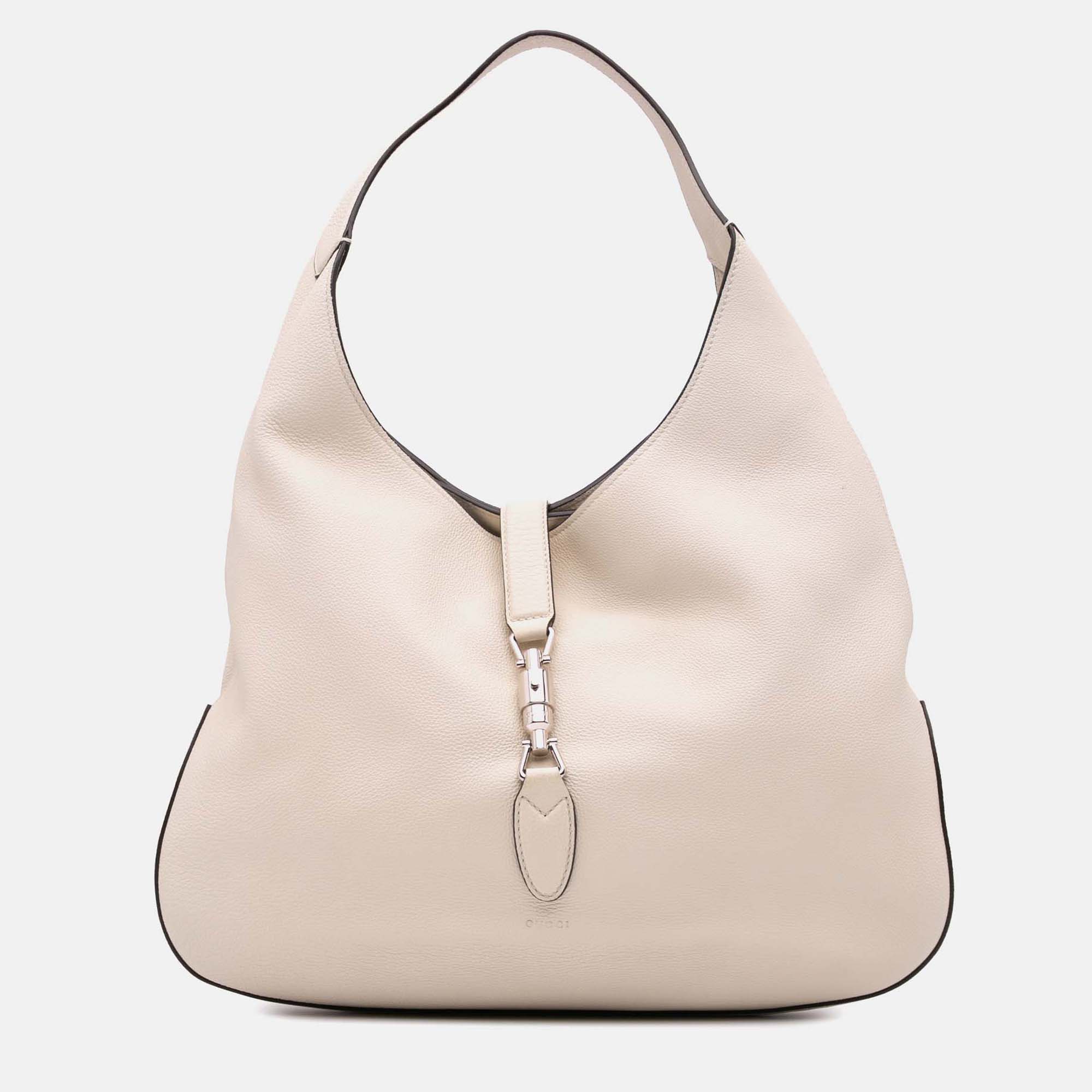 

Gucci Calfskin Soft Jackie Hobo, White