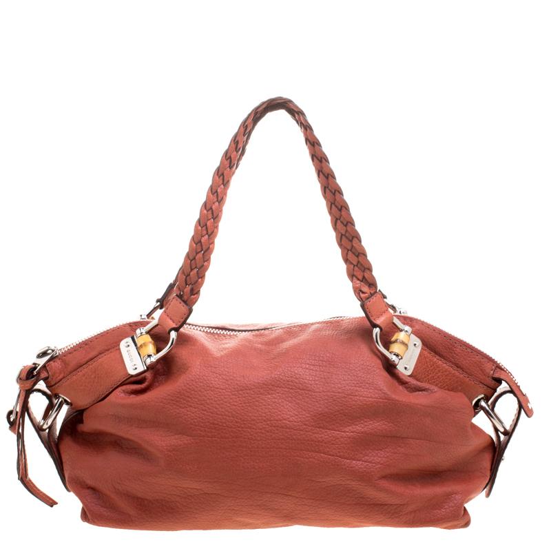 مملوكة مسبقًا Gucci Brown Leather Medium Bamboo Bar Shoulder Bag